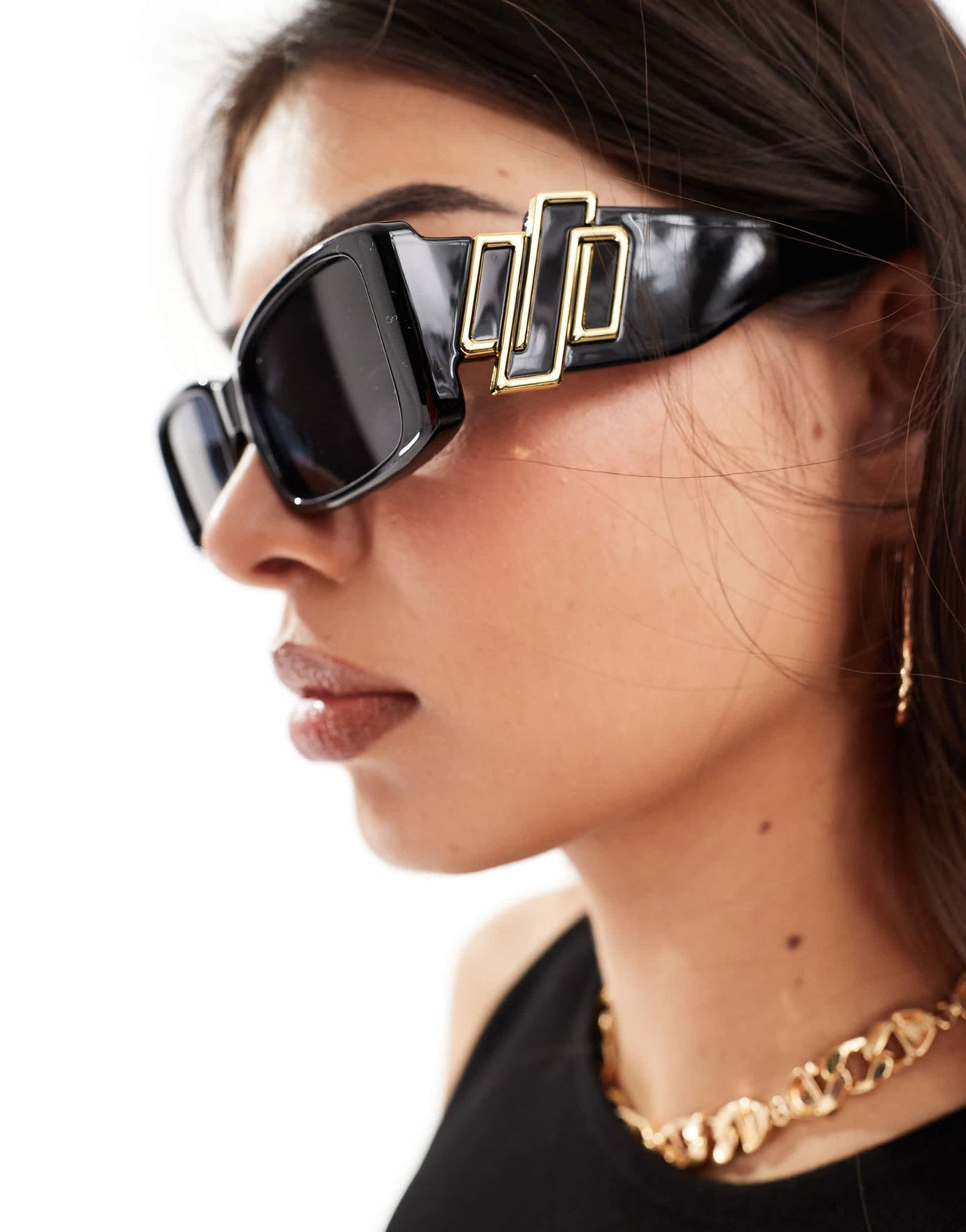 Le Specs cruel intentions rectangle sunglasses in black - ASOS Sample Sale EU Store