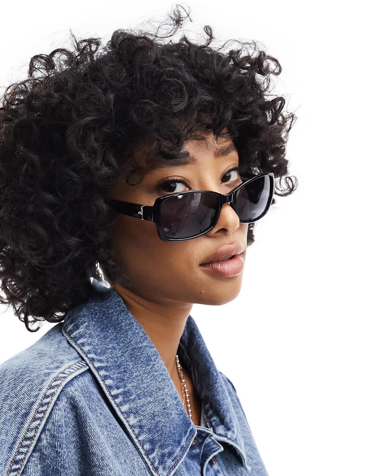 Le Specs trance rectangle sunglasses in black - ASOS Sample Sale EU Store