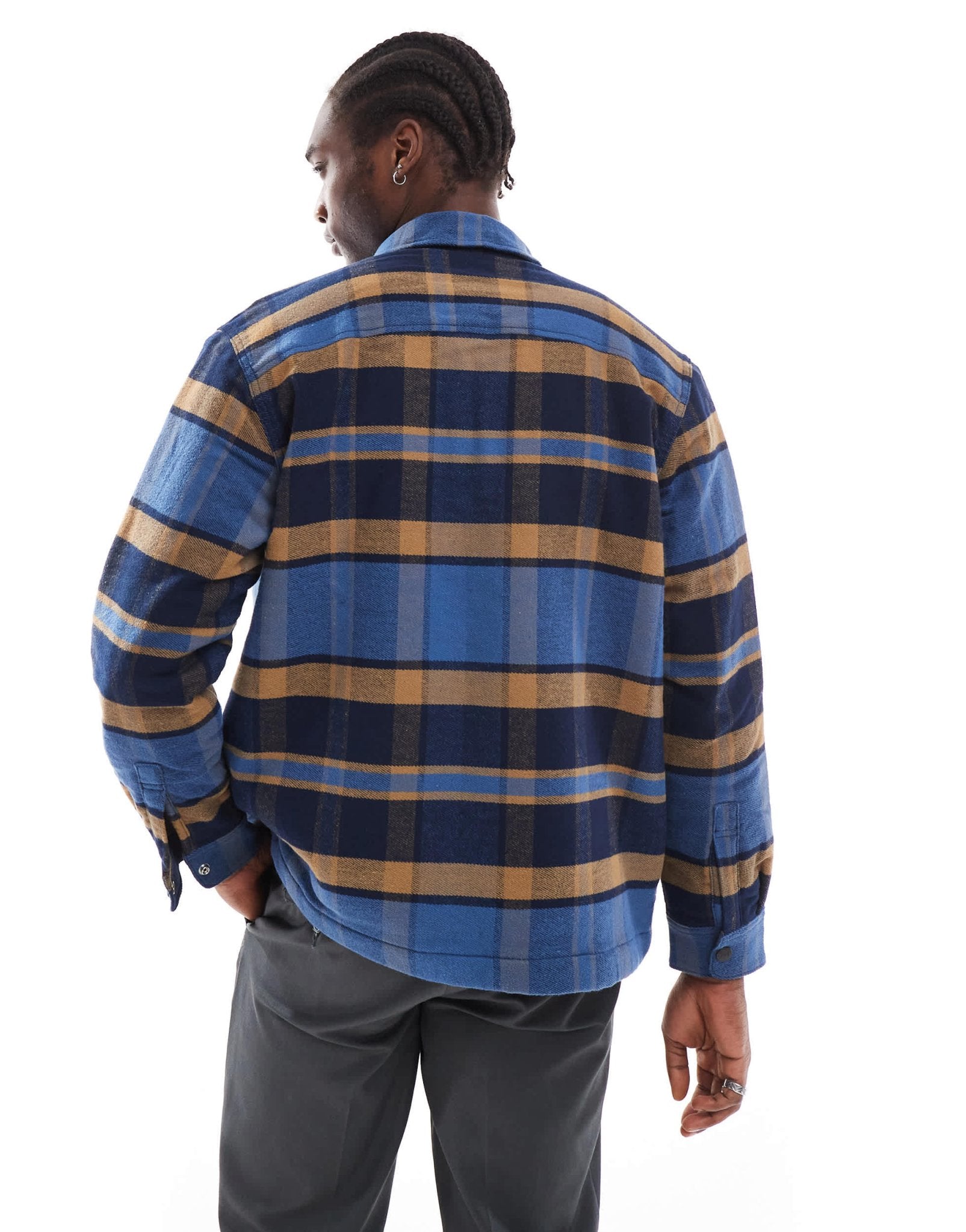 Lee borg sherpa check overshirt in blue - ASOS Sample Sale EU Store