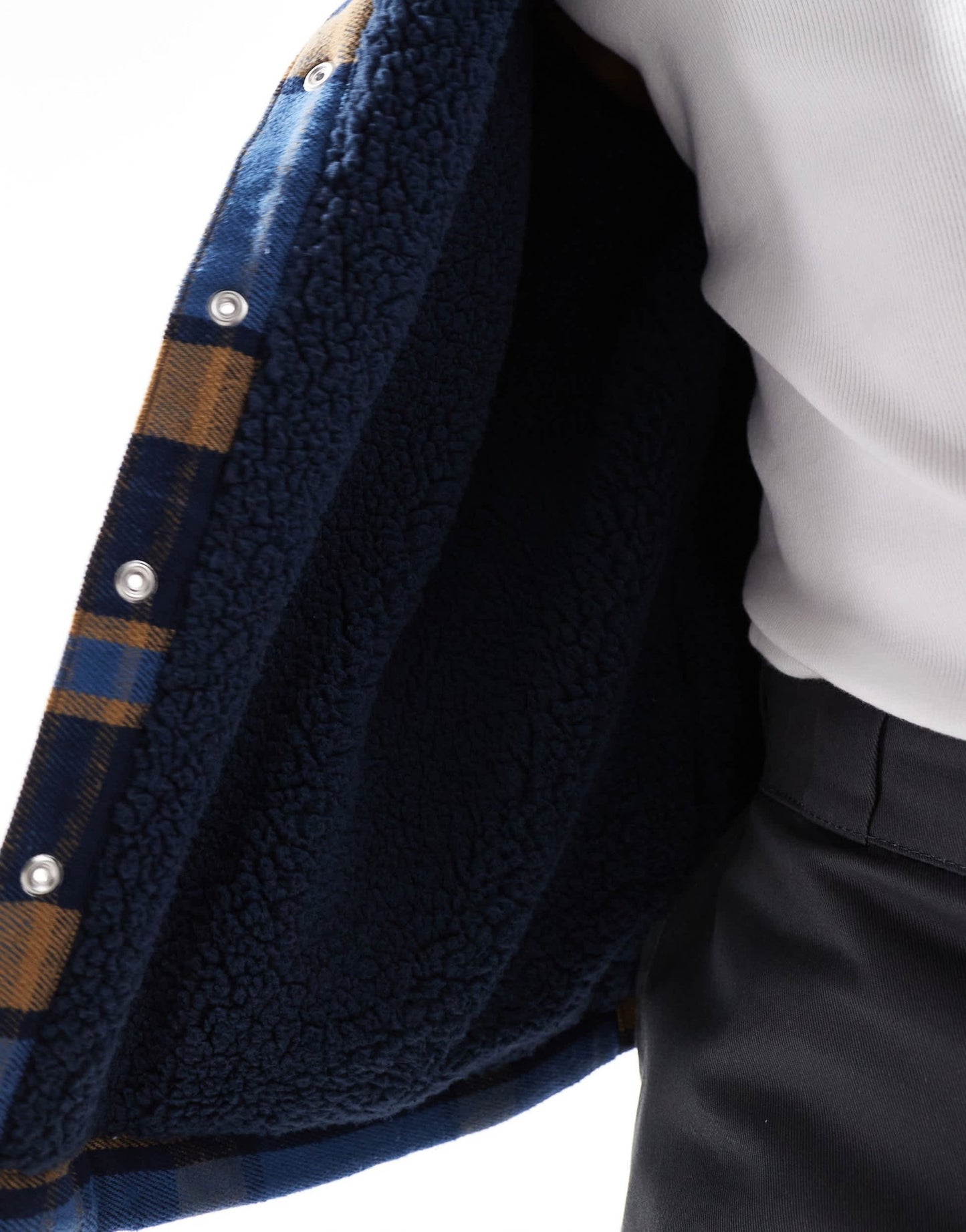 Lee borg sherpa check overshirt in blue - ASOS Sample Sale EU Store
