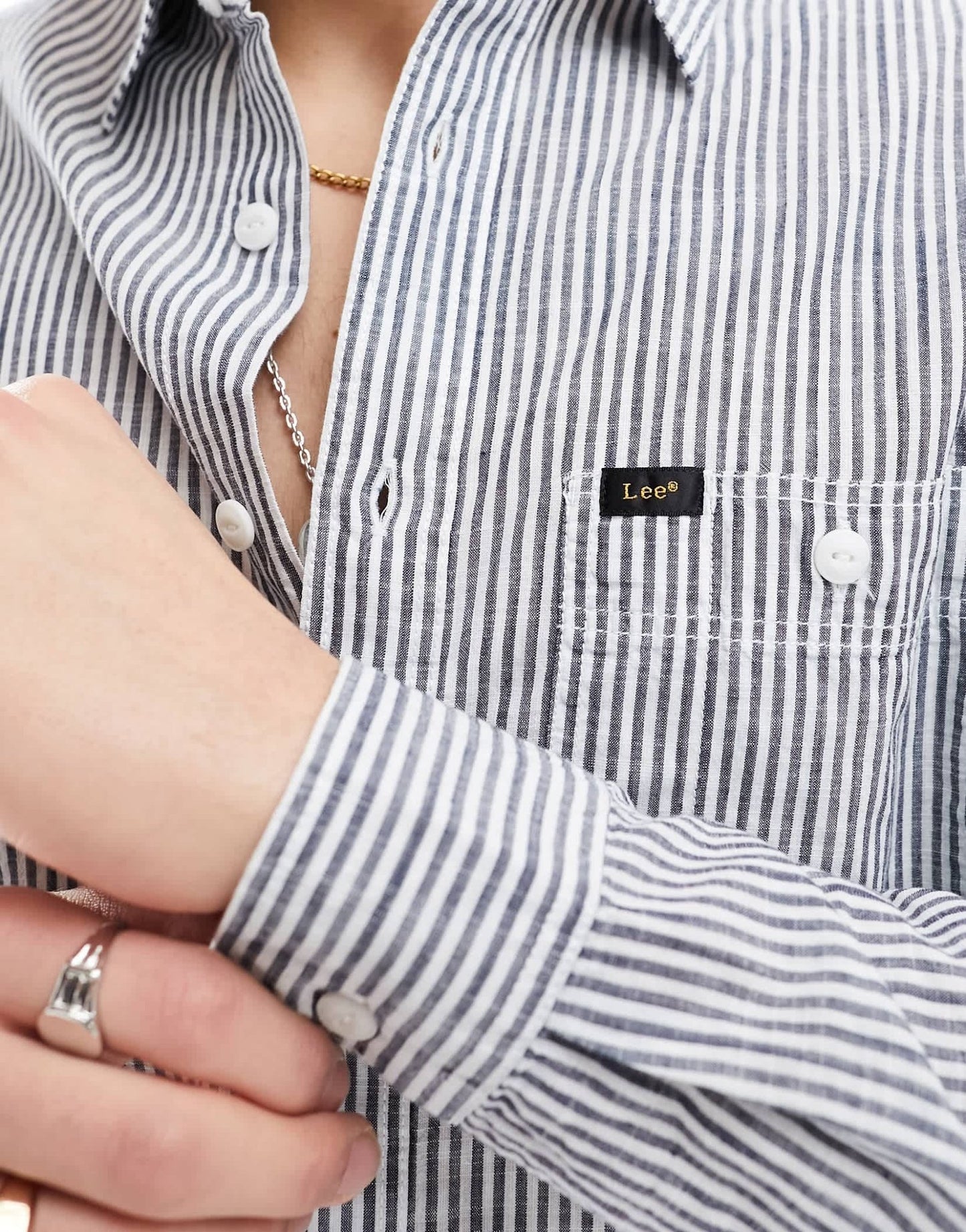 Lee hickory stripe worker shirt in indigo blue - ASOS Sample Sale EU Store