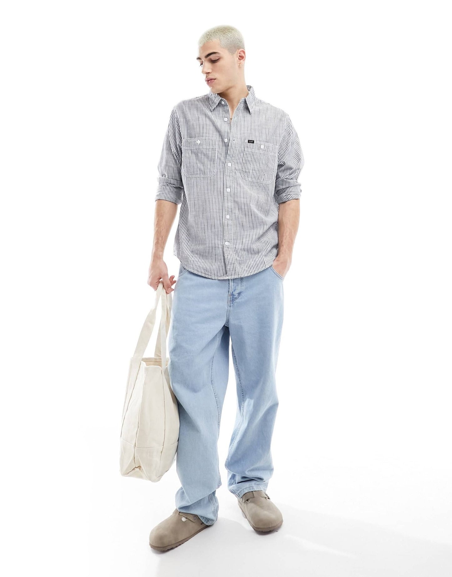 Lee hickory stripe worker shirt in indigo blue - ASOS Sample Sale EU Store