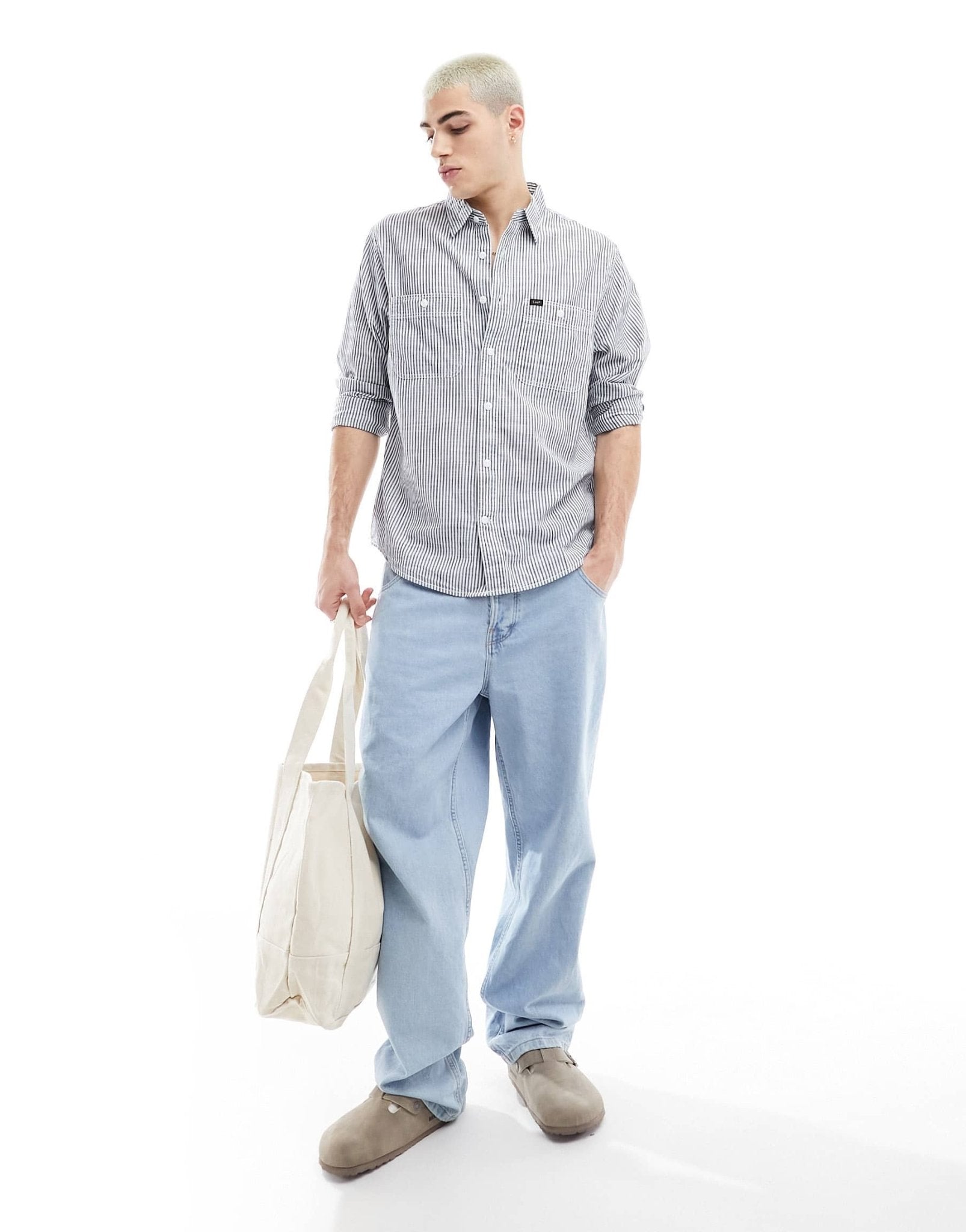 Lee hickory stripe worker shirt in indigo blue - ASOS Sample Sale EU Store