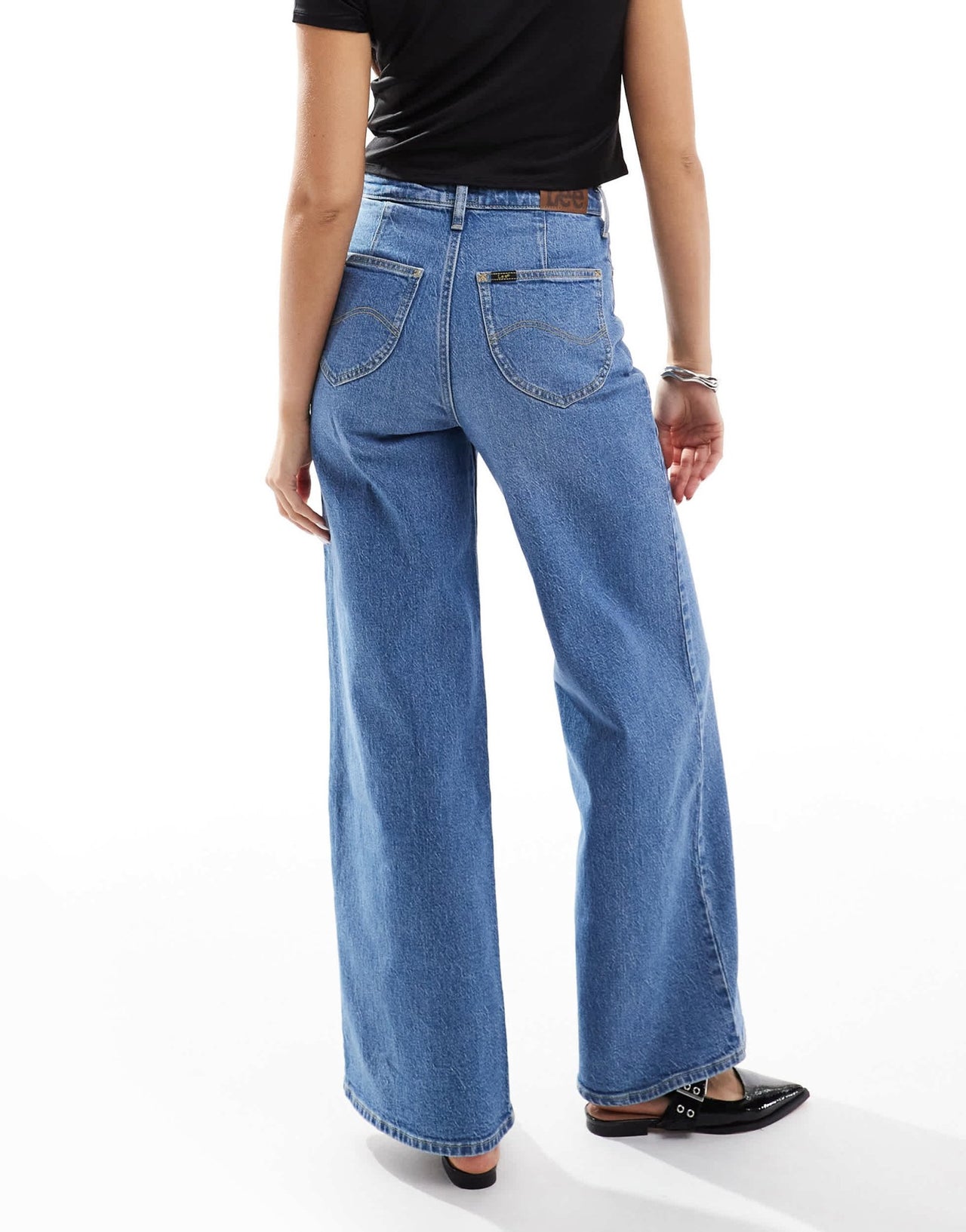 Lee Jeans Stella high waisted a - line jeans in mid blue - ASOS Sample Sale EU Store