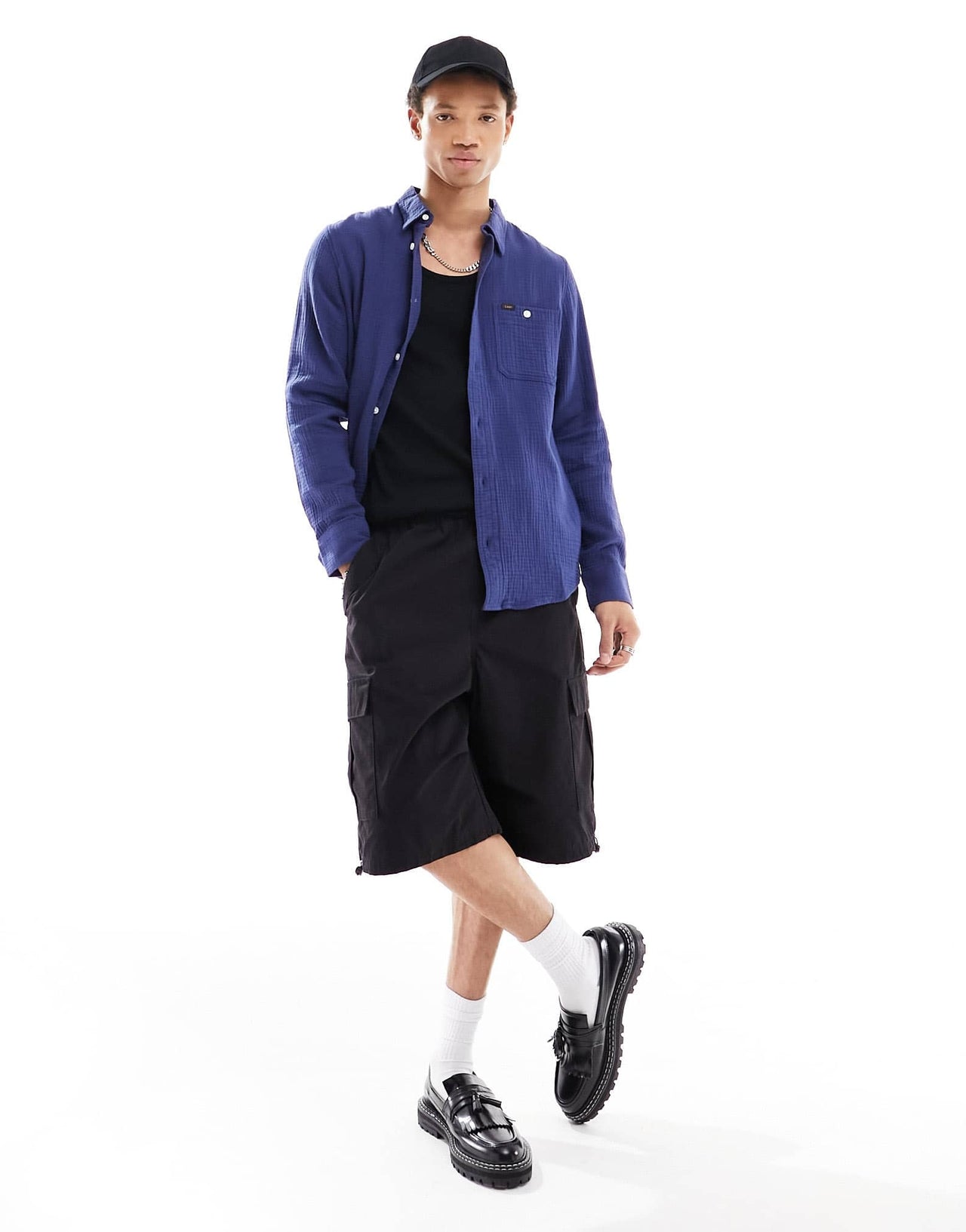 Lee leesure cotton shirt in mid blue - ASOS Sample Sale EU Store