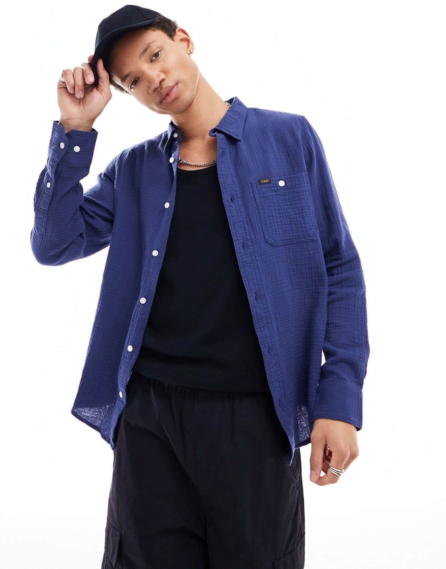 Lee leesure cotton shirt in mid blue - ASOS Sample Sale EU Store
