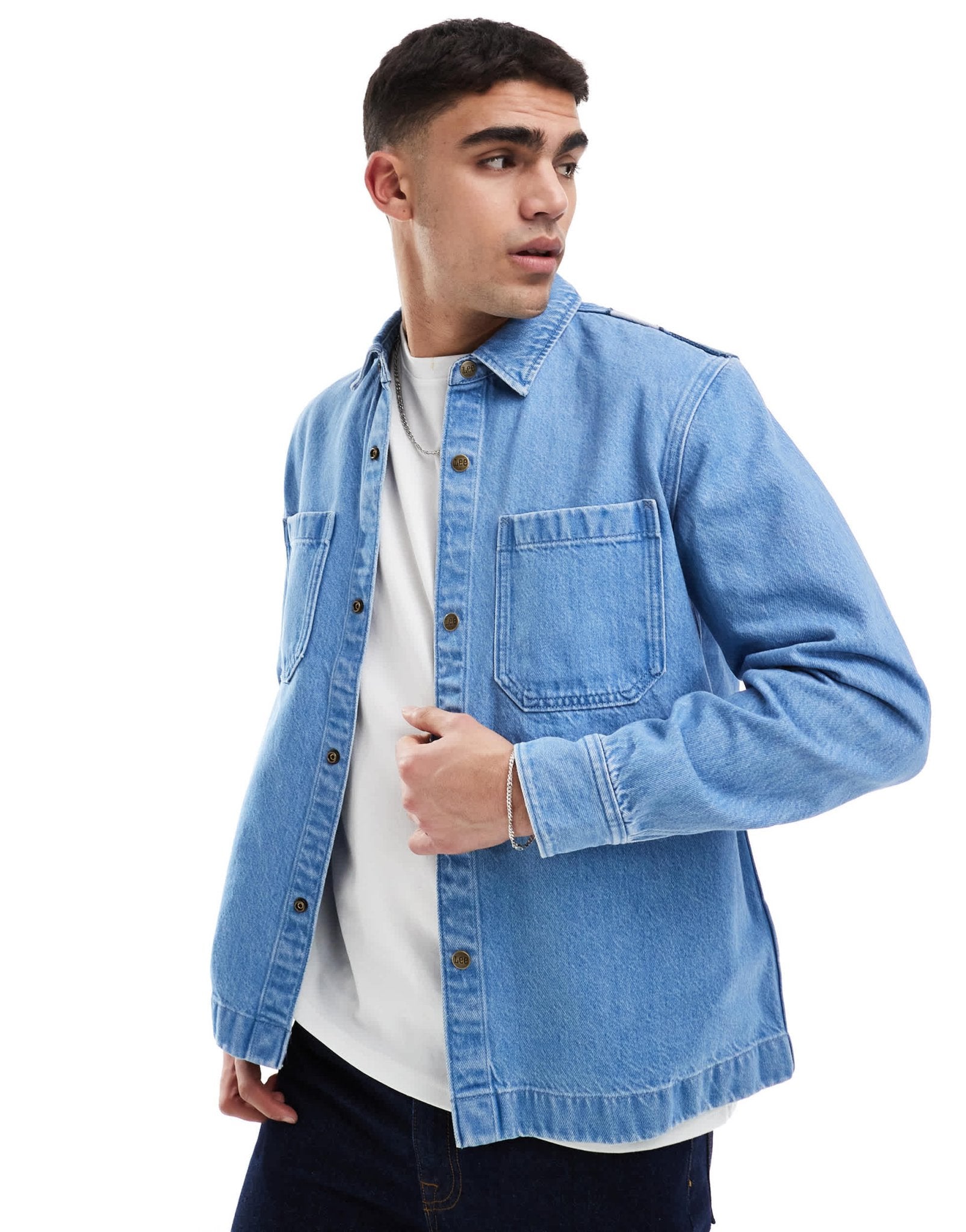 Lee relaxed fit 2 pocket overshirt with back embroidery - ASOS Sample Sale EU Store
