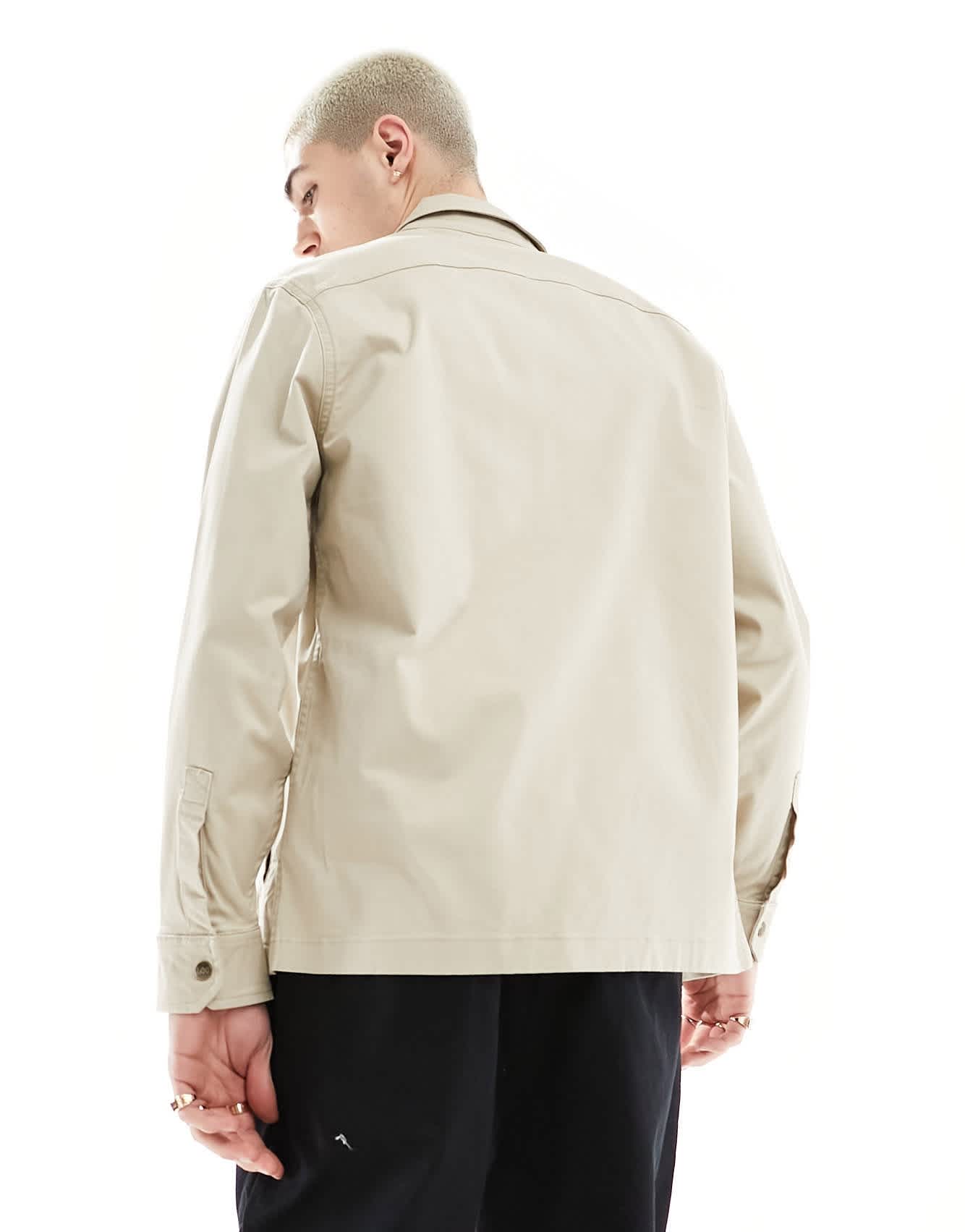 Lee relaxed fit chetopa cotton twill zip front overshirt in stone - ASOS Sample Sale EU Store