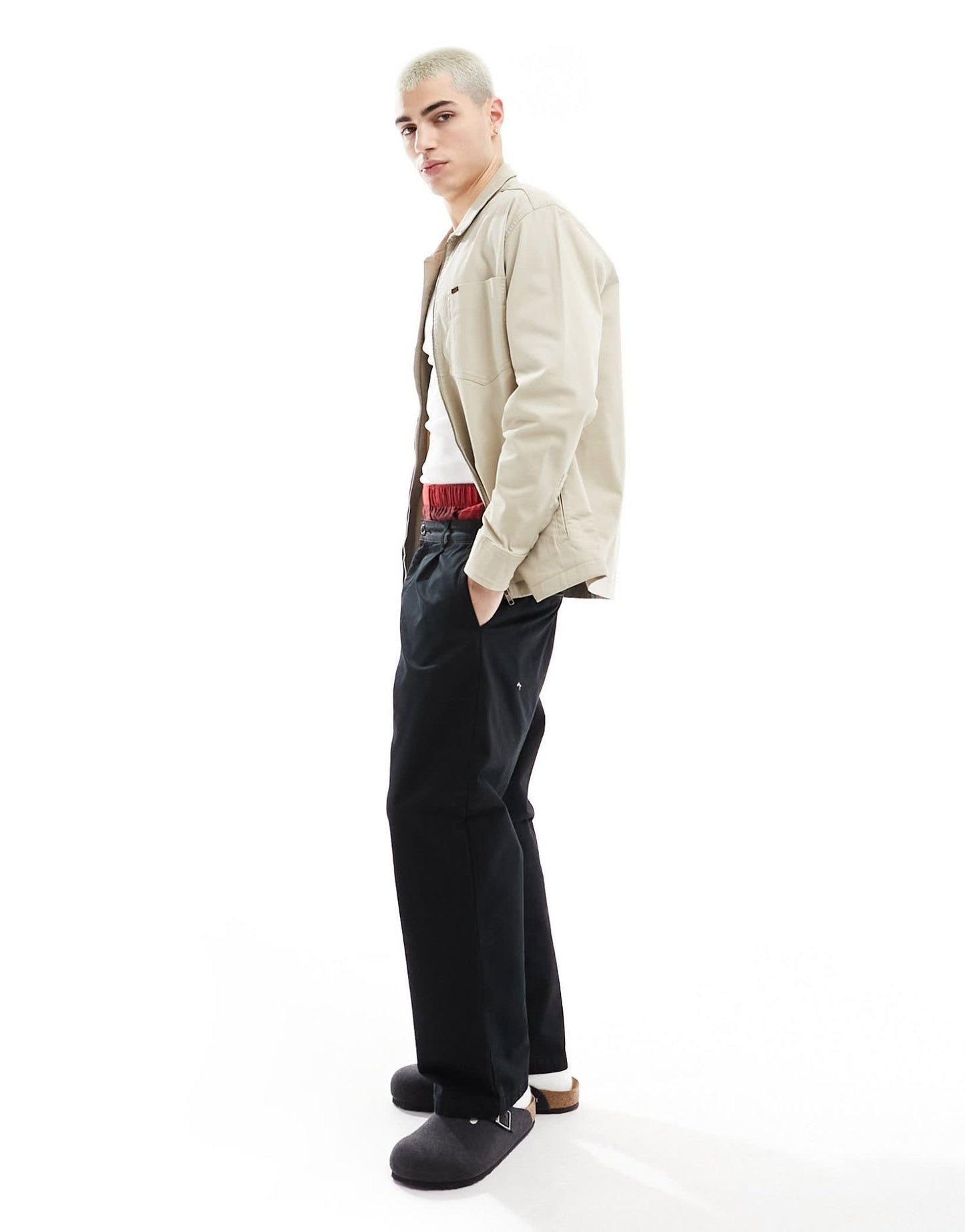 Lee relaxed fit chetopa cotton twill zip front overshirt in stone - ASOS Sample Sale EU Store
