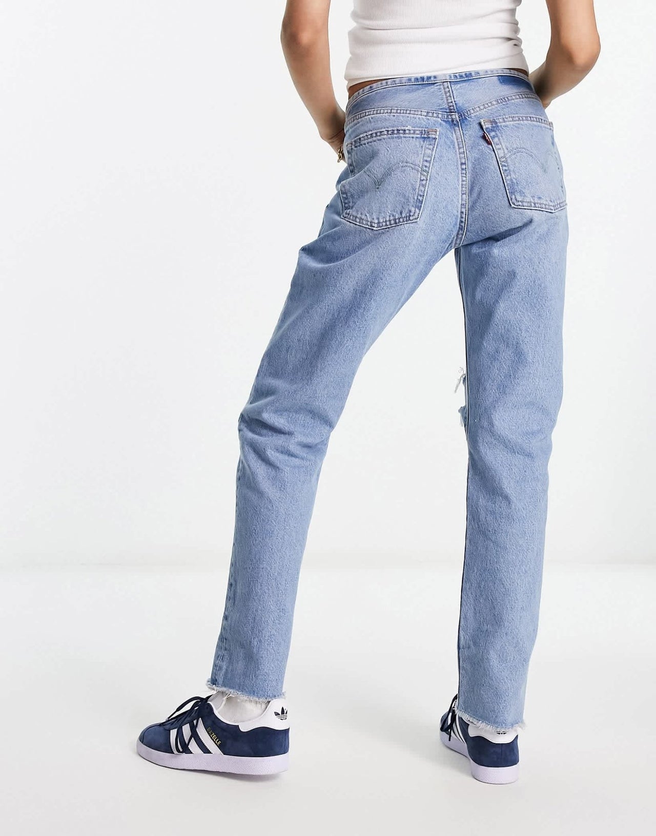 Levi's 501 jeans mini waist in light wash blue - ASOS Sample Sale EU Store