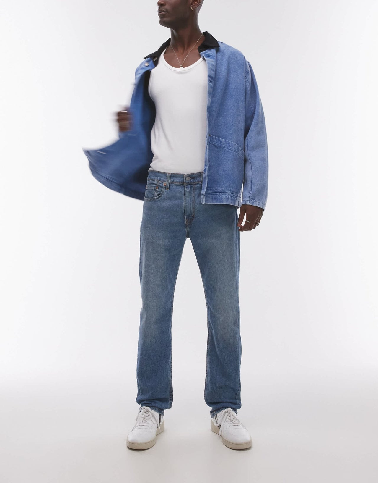 Levi's 502 tapered fit performance cool denim jeans in mid blue - ASOS Sample Sale EU Store