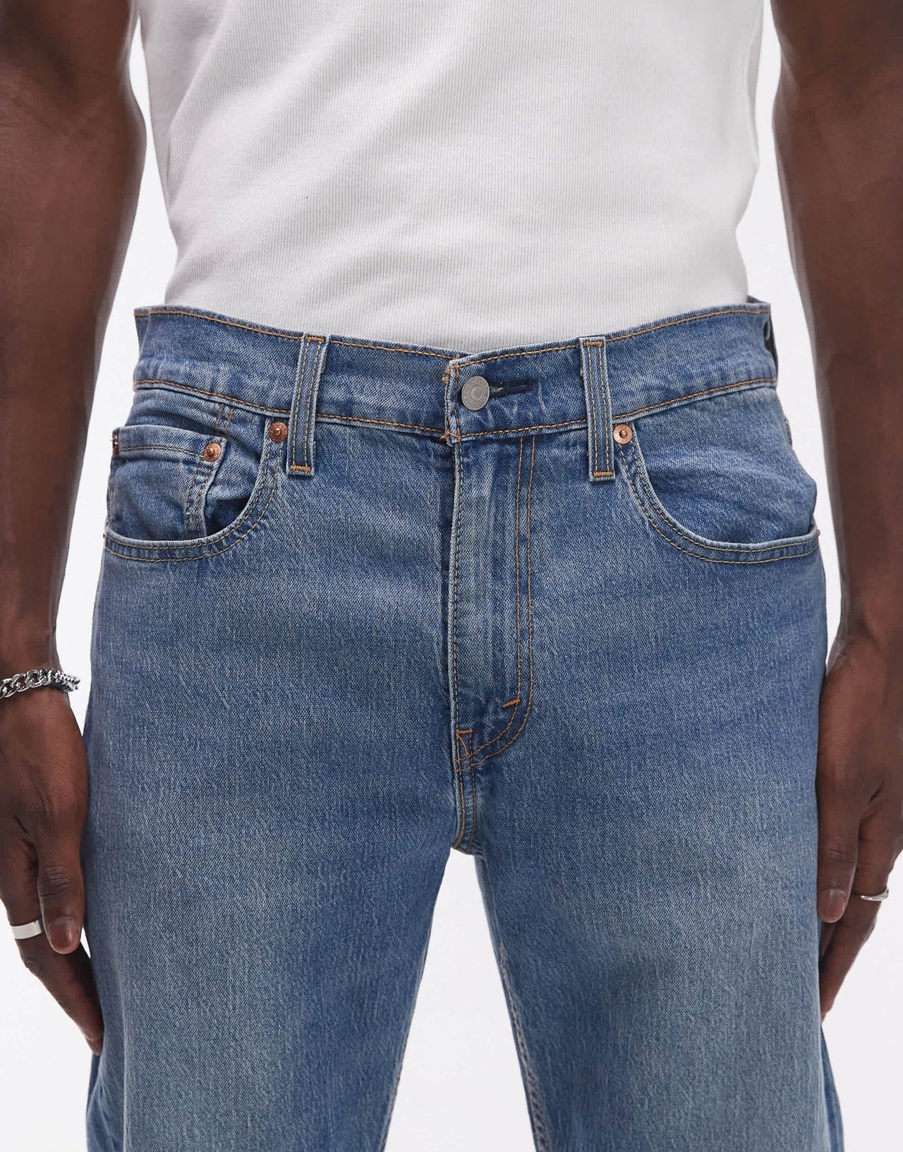 Levi's 502 tapered fit performance cool denim jeans in mid blue - ASOS Sample Sale EU Store