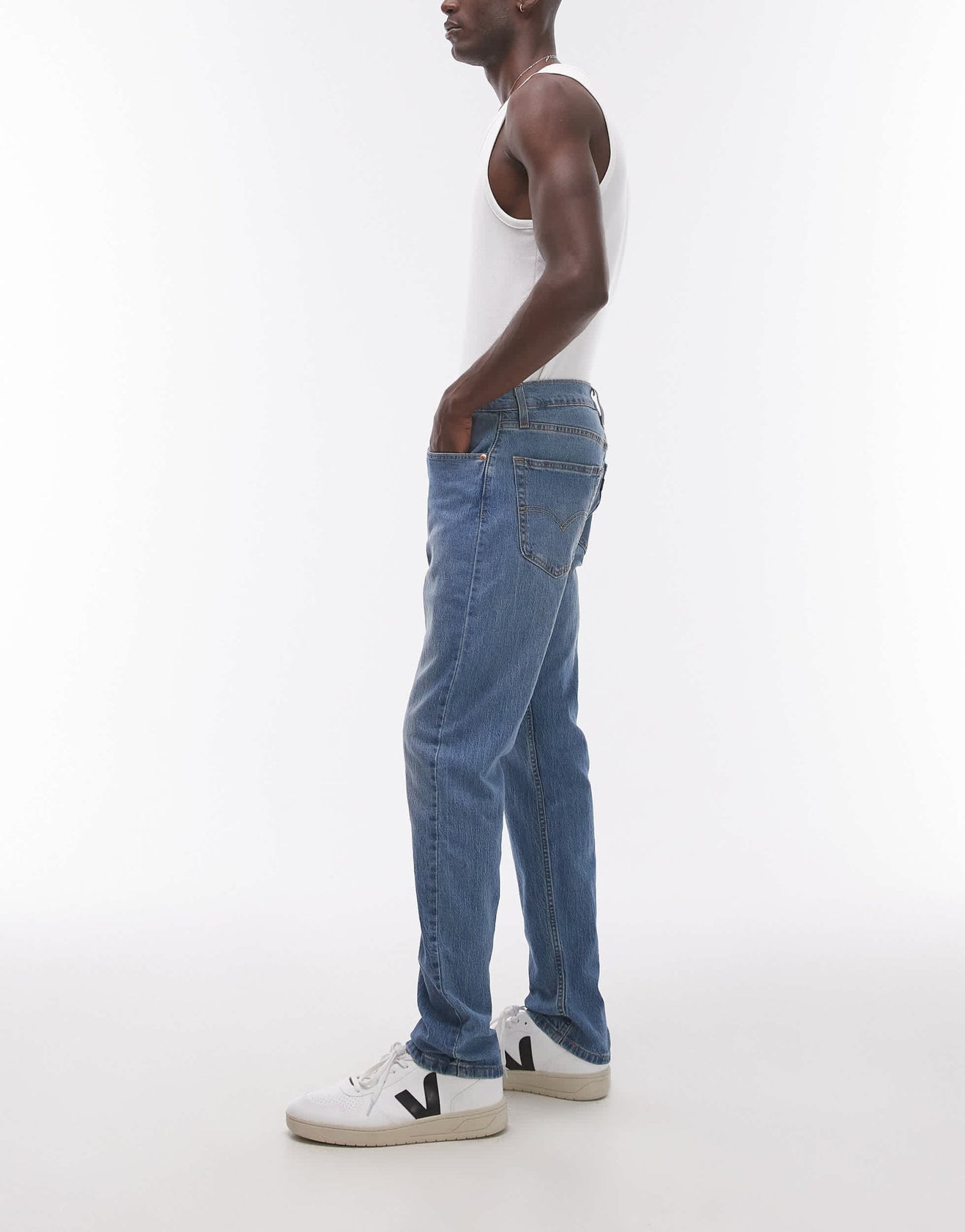 Levi's 502 tapered fit performance cool denim jeans in mid blue - ASOS Sample Sale EU Store