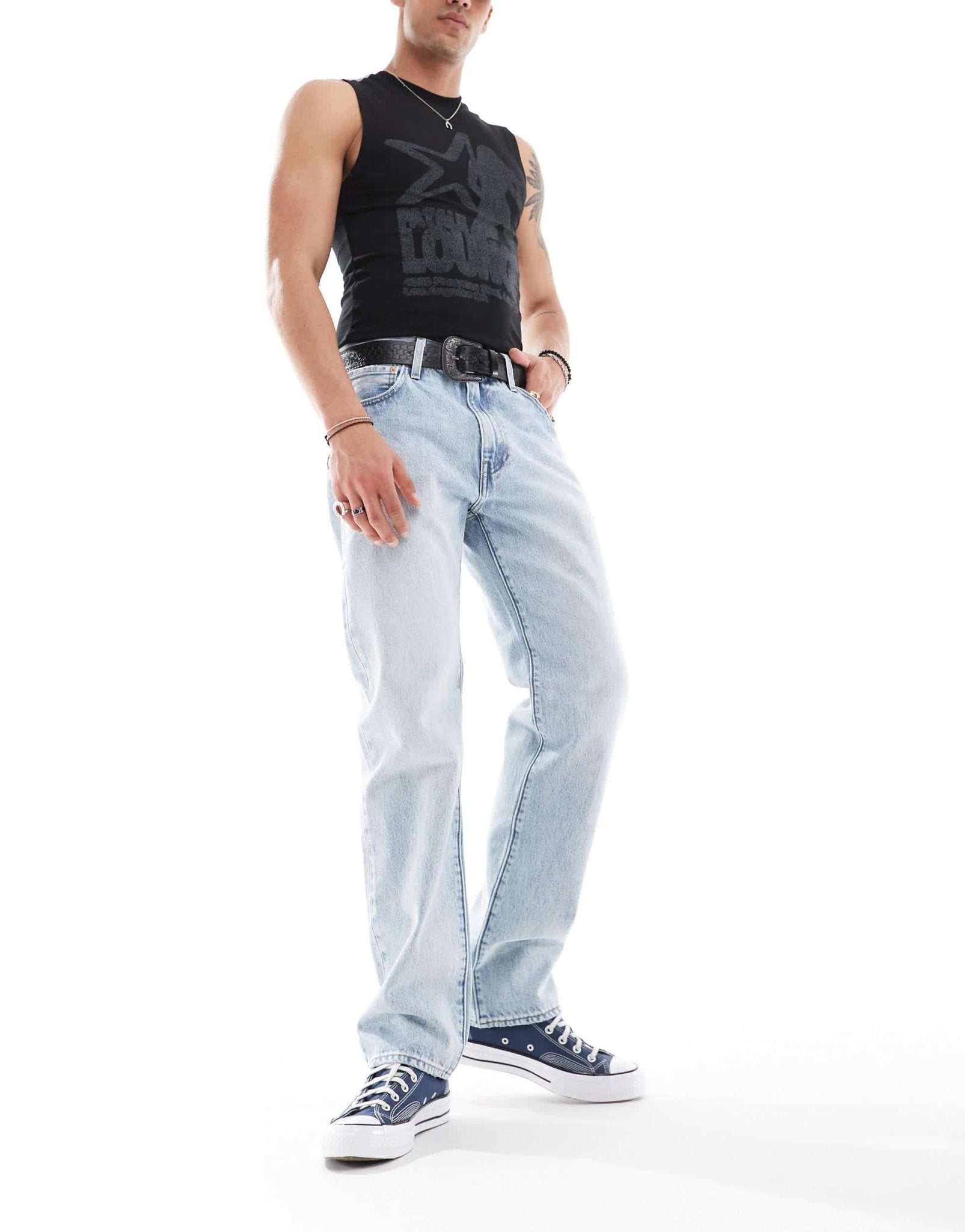 Levi's 555 relaxed straight fit jeans in light blue - ASOS Sample Sale EU Store