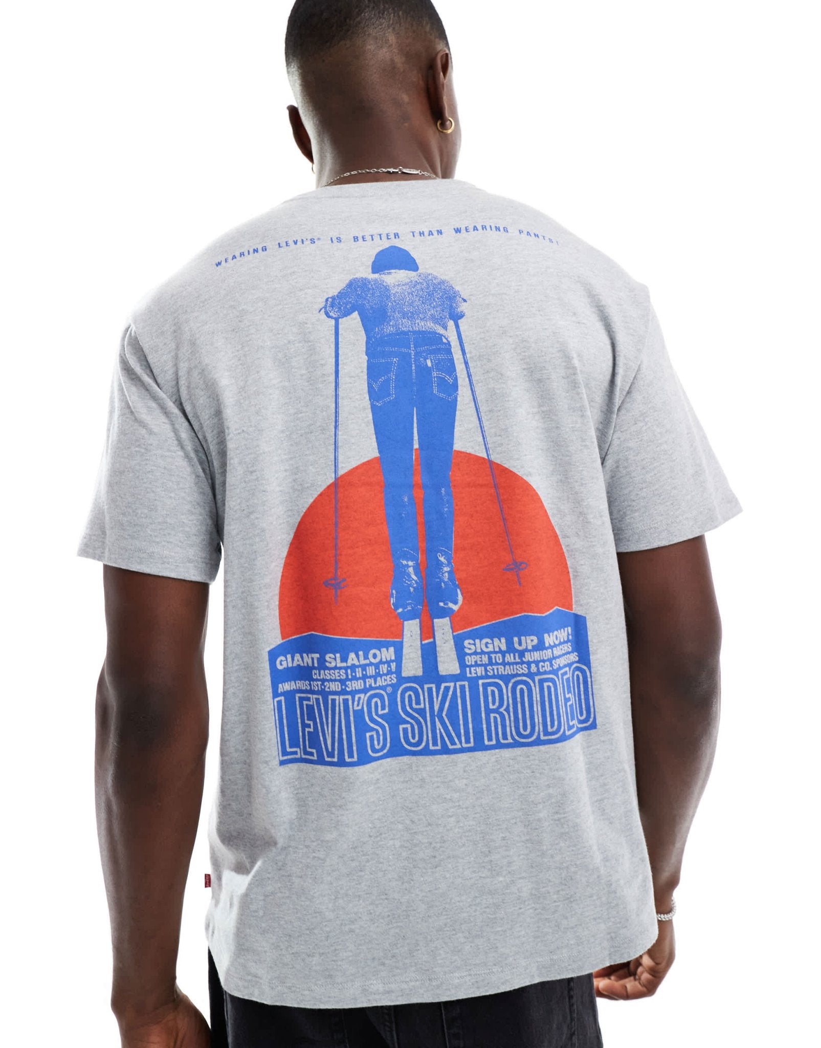 Levi's archive ski rodeo back print vintage fit t-shirt in grey marl - ASOS Sample Sale EU Store