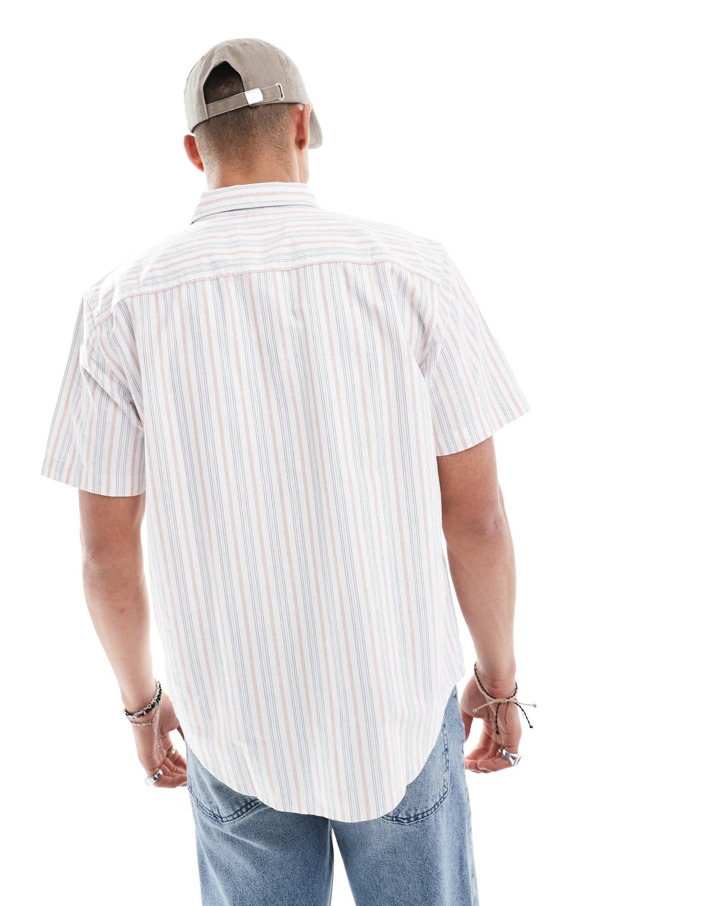 Levi's authentic logo short sleeve stripe oxford shirt in multi/white - ASOS Sample Sale EU Store