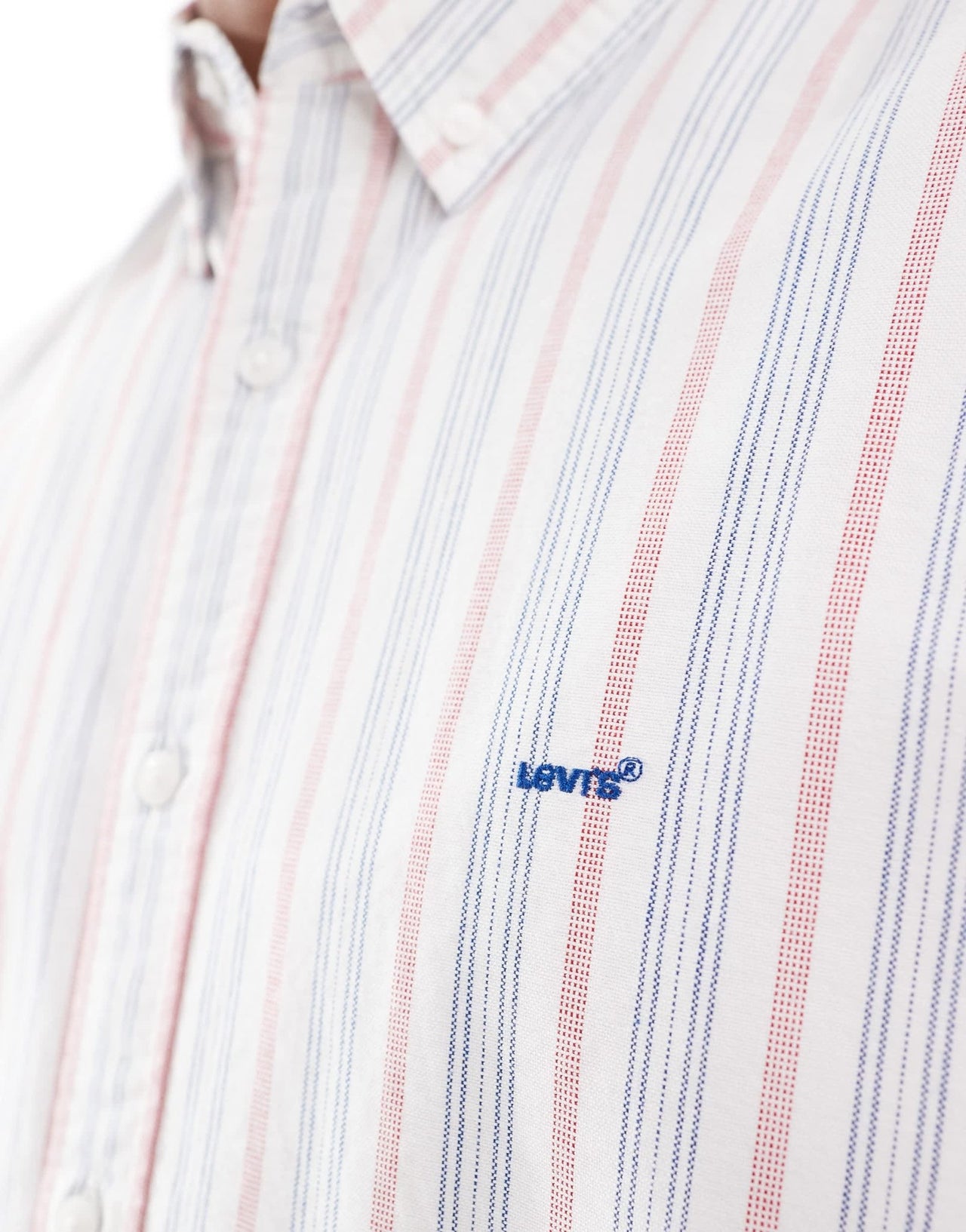Levi's authentic logo short sleeve stripe oxford shirt in multi/white - ASOS Sample Sale EU Store