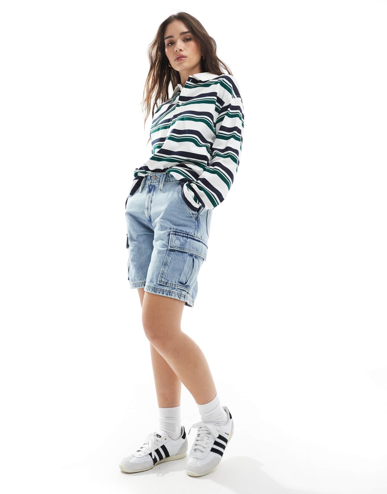 Levi's baggy cargo denim shorts in mid blue - ASOS Sample Sale EU Store