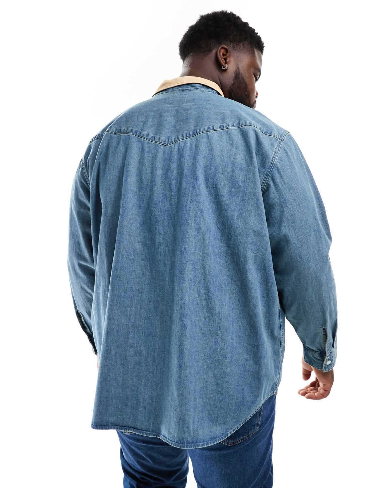 Levi's Big & Tall contrast collar relaxed fit western denim shirt in mid blue - ASOS Sample Sale EU Store