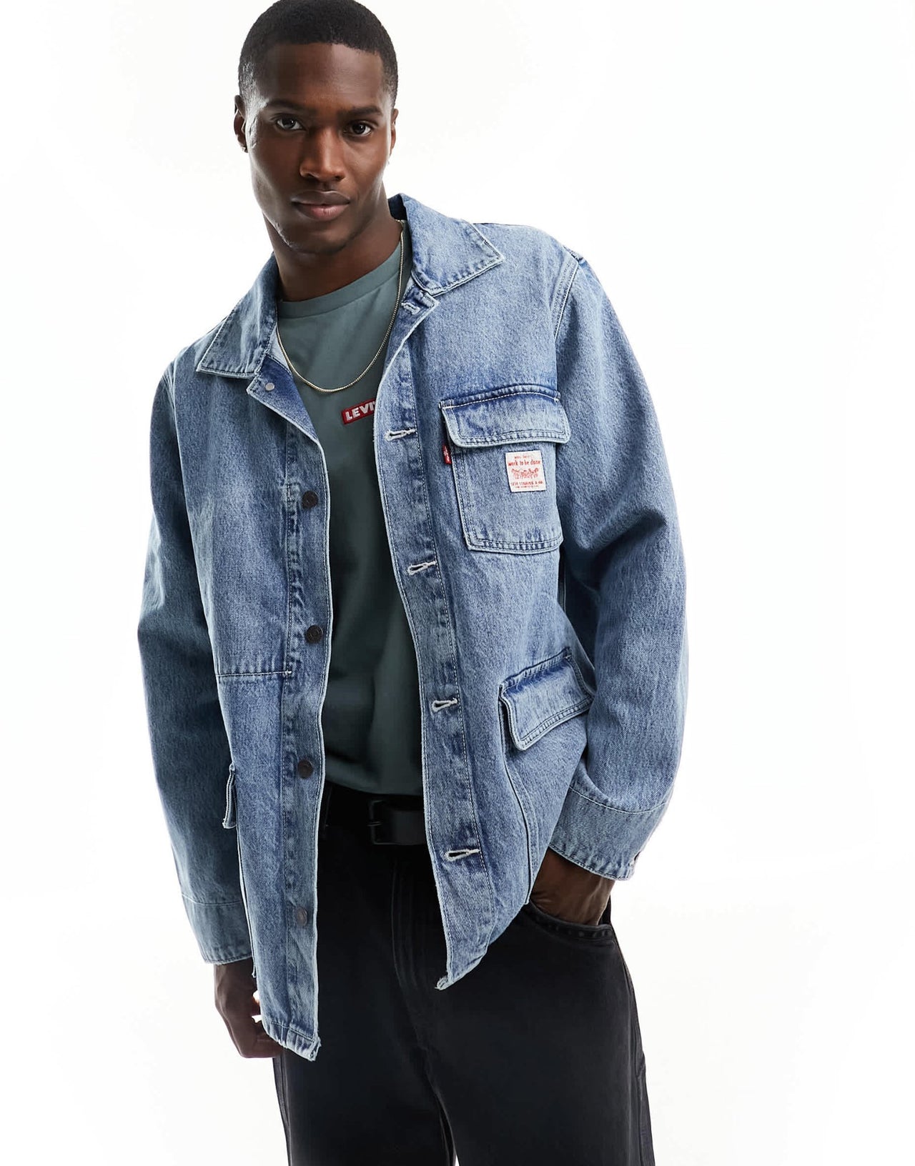 Levi's Broadway engineer denim jacket in light blue wash - ASOS Sample Sale EU Store
