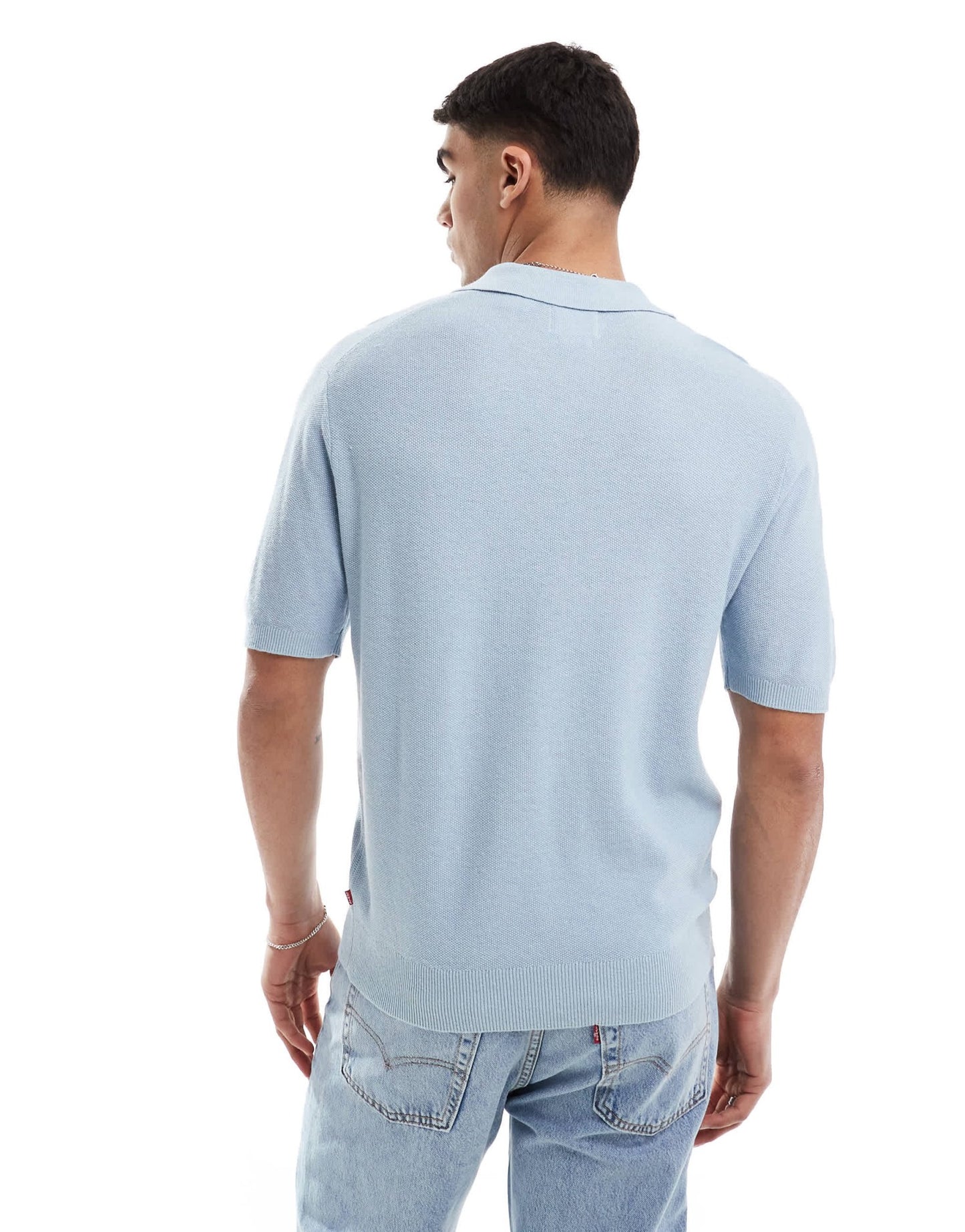 Levi's cotton linen blend seed stitch knit polo in light blue - ASOS Sample Sale EU Store