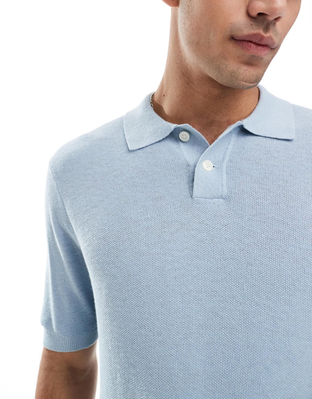 Levi's cotton linen blend seed stitch knit polo in light blue - ASOS Sample Sale EU Store