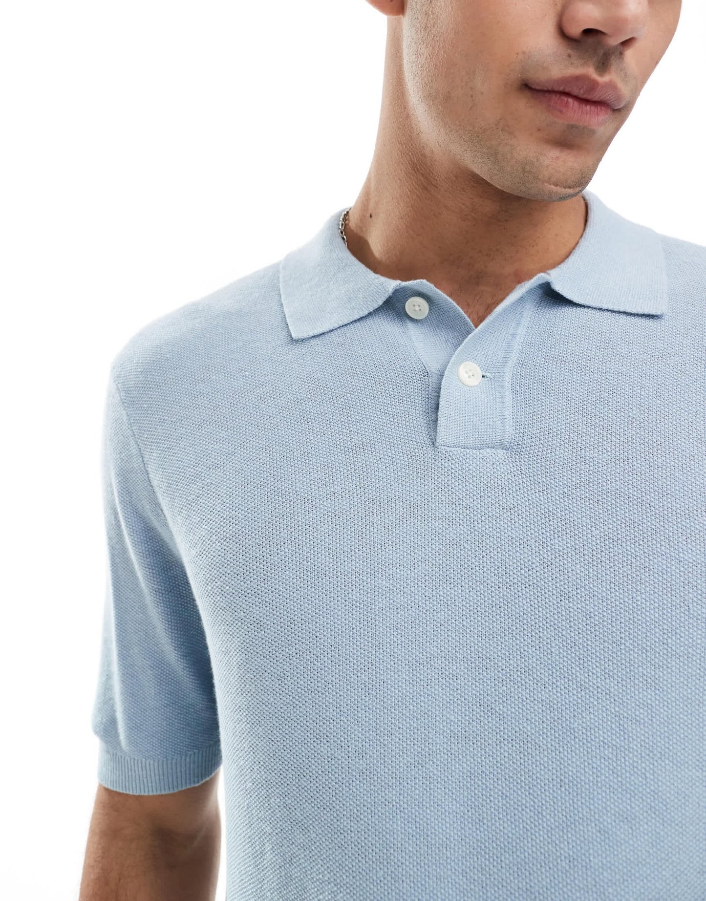 Levi's cotton linen blend seed stitch knit polo in light blue - ASOS Sample Sale EU Store