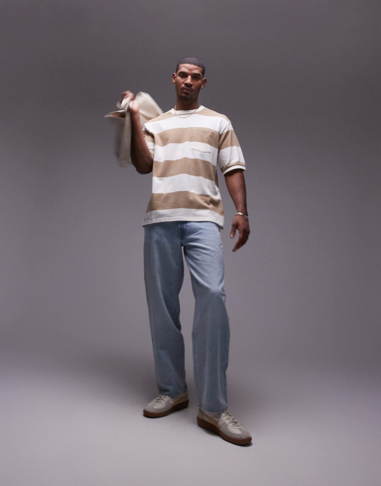 Levi's half sleeve block stripe pique t-shirt in beige - ASOS Sample Sale EU Store