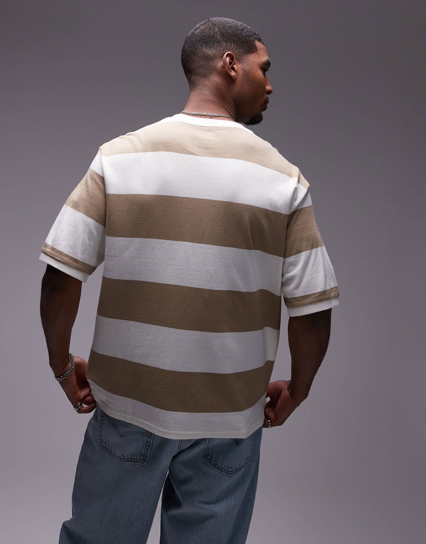 Levi's half sleeve block stripe pique t-shirt in beige - ASOS Sample Sale EU Store