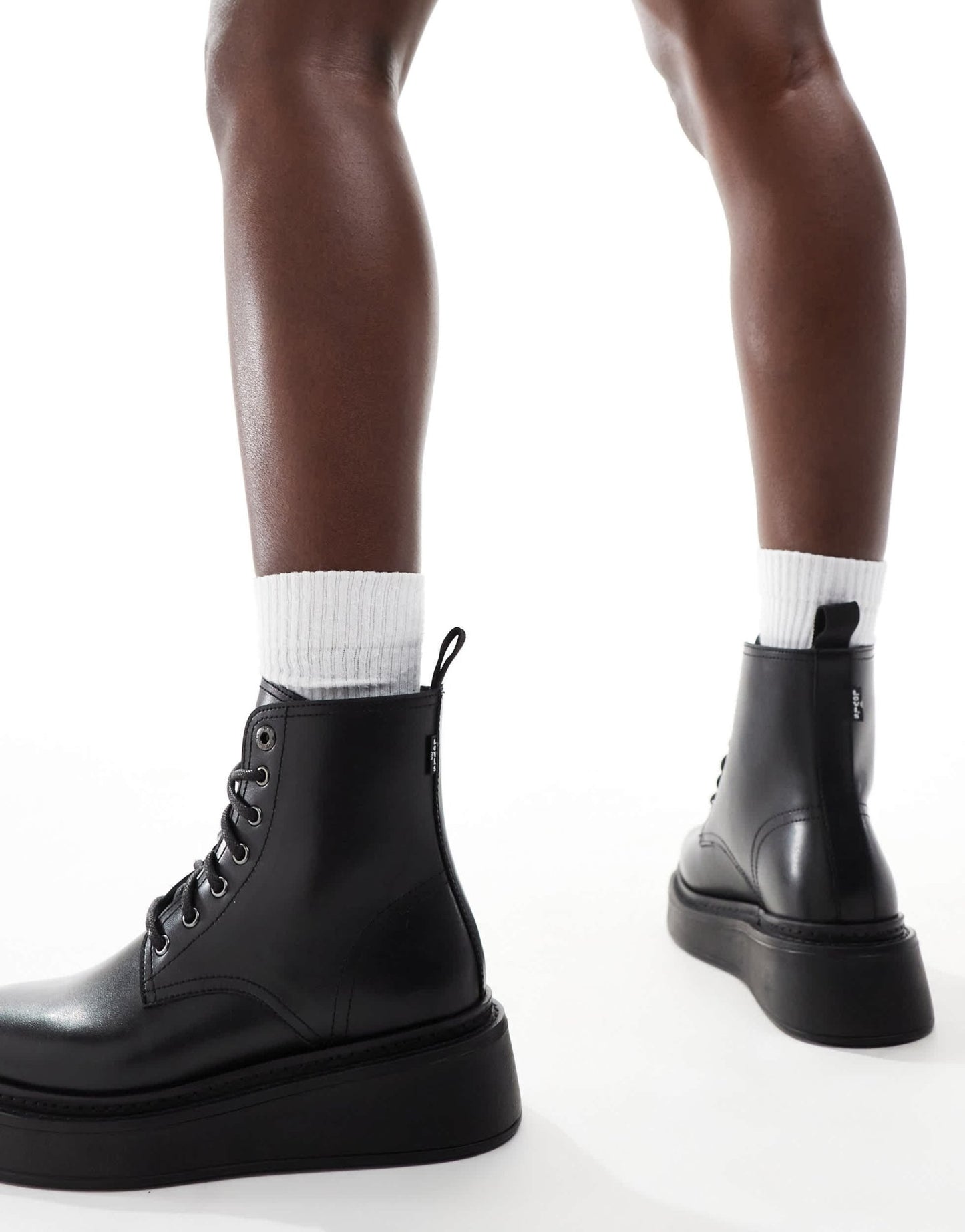 Levi's Harlow lace up leather look boots in black - ASOS Sample Sale EU Store