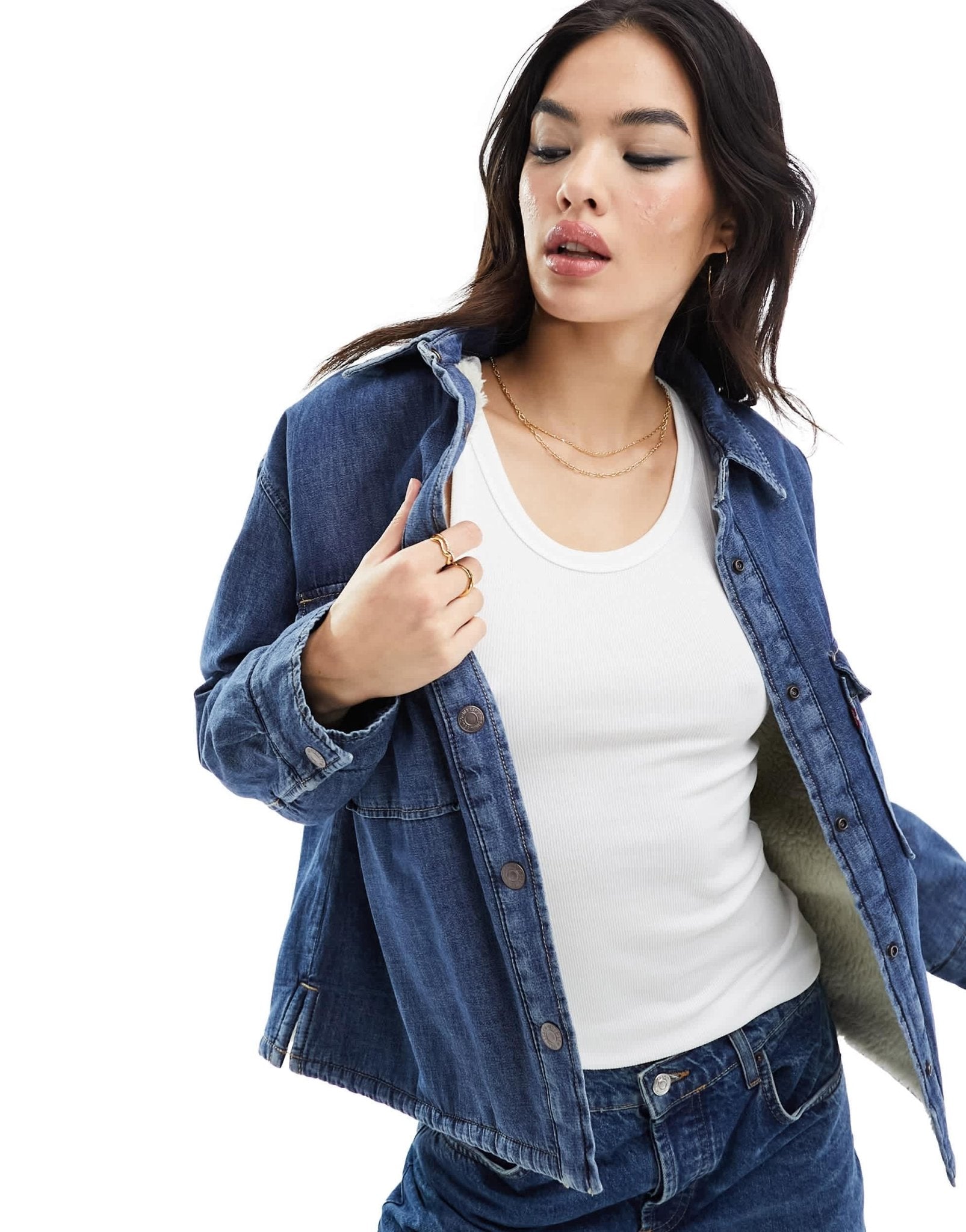 Levi's Harrison Sherpa shacket in blue denim - ASOS Sample Sale EU Store