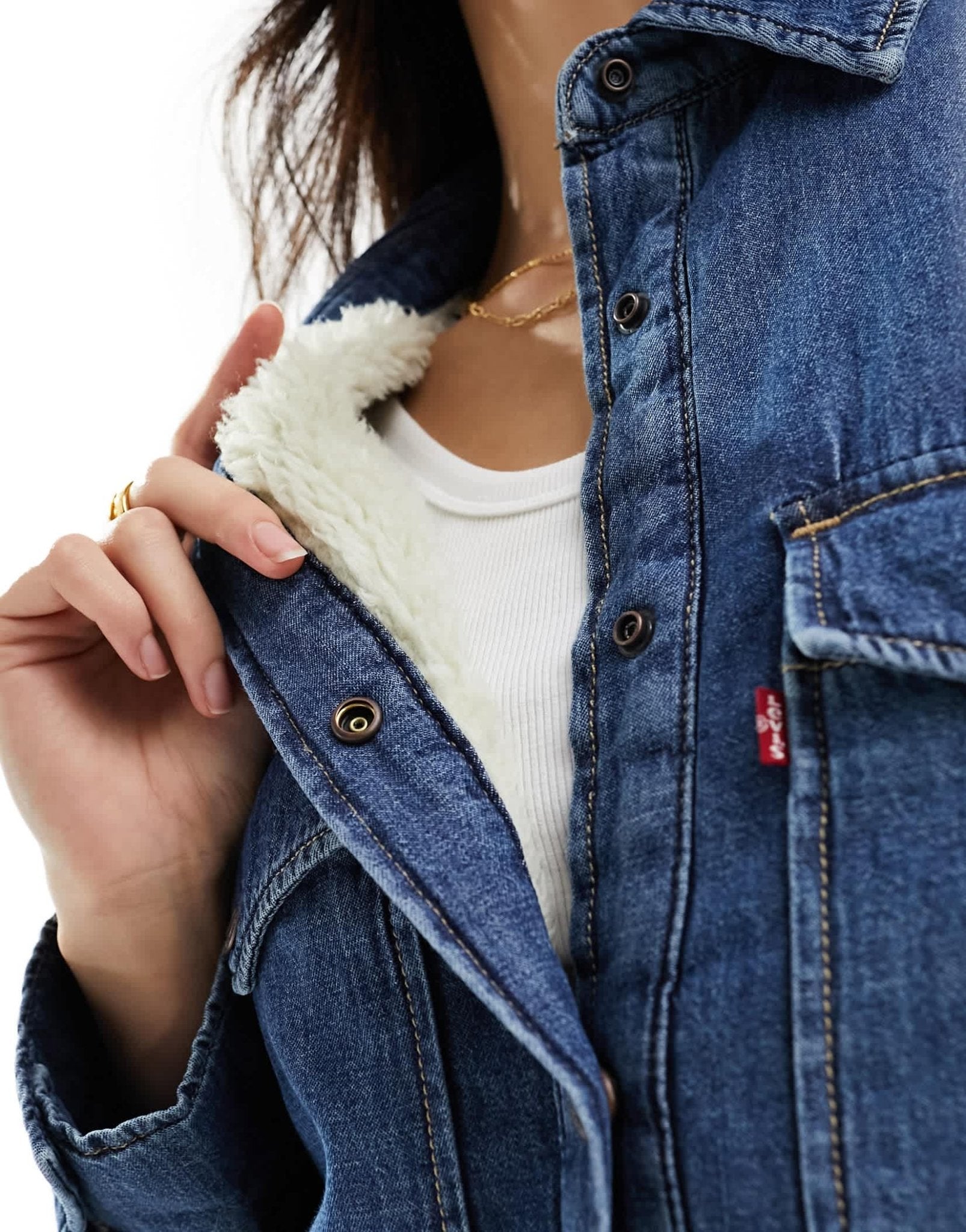 Levi's Harrison Sherpa shacket in blue denim - ASOS Sample Sale EU Store