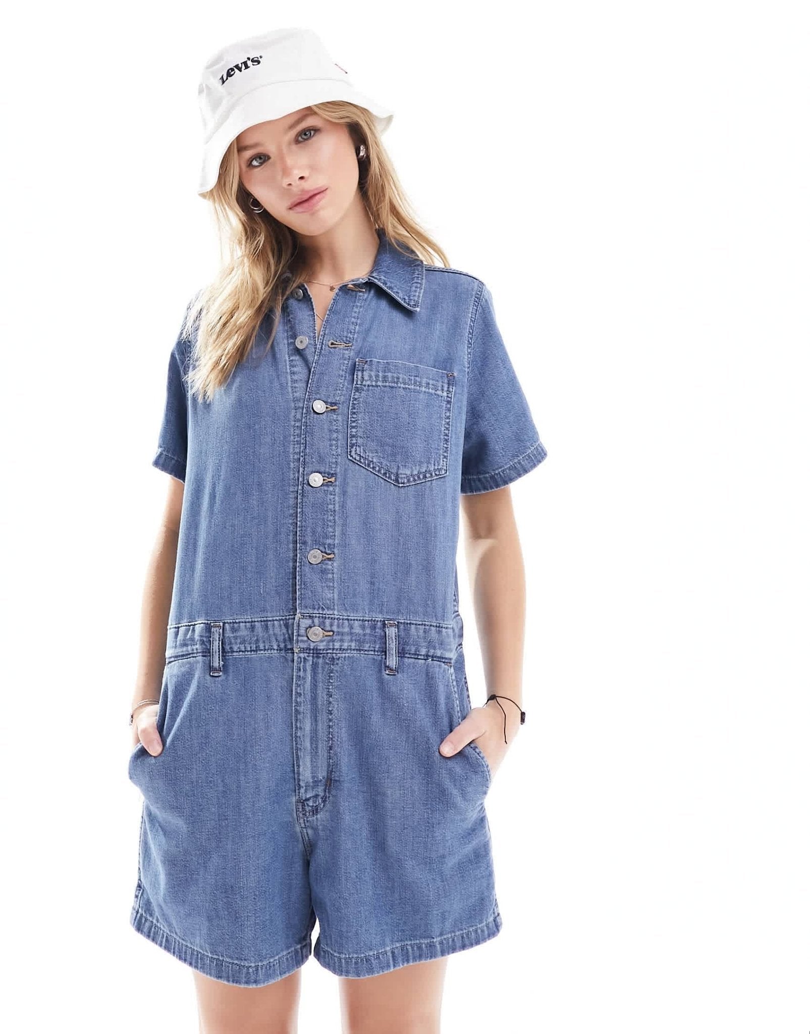 Levi's Heritage romper playsuit in blue wash denim - ASOS Sample Sale EU Store