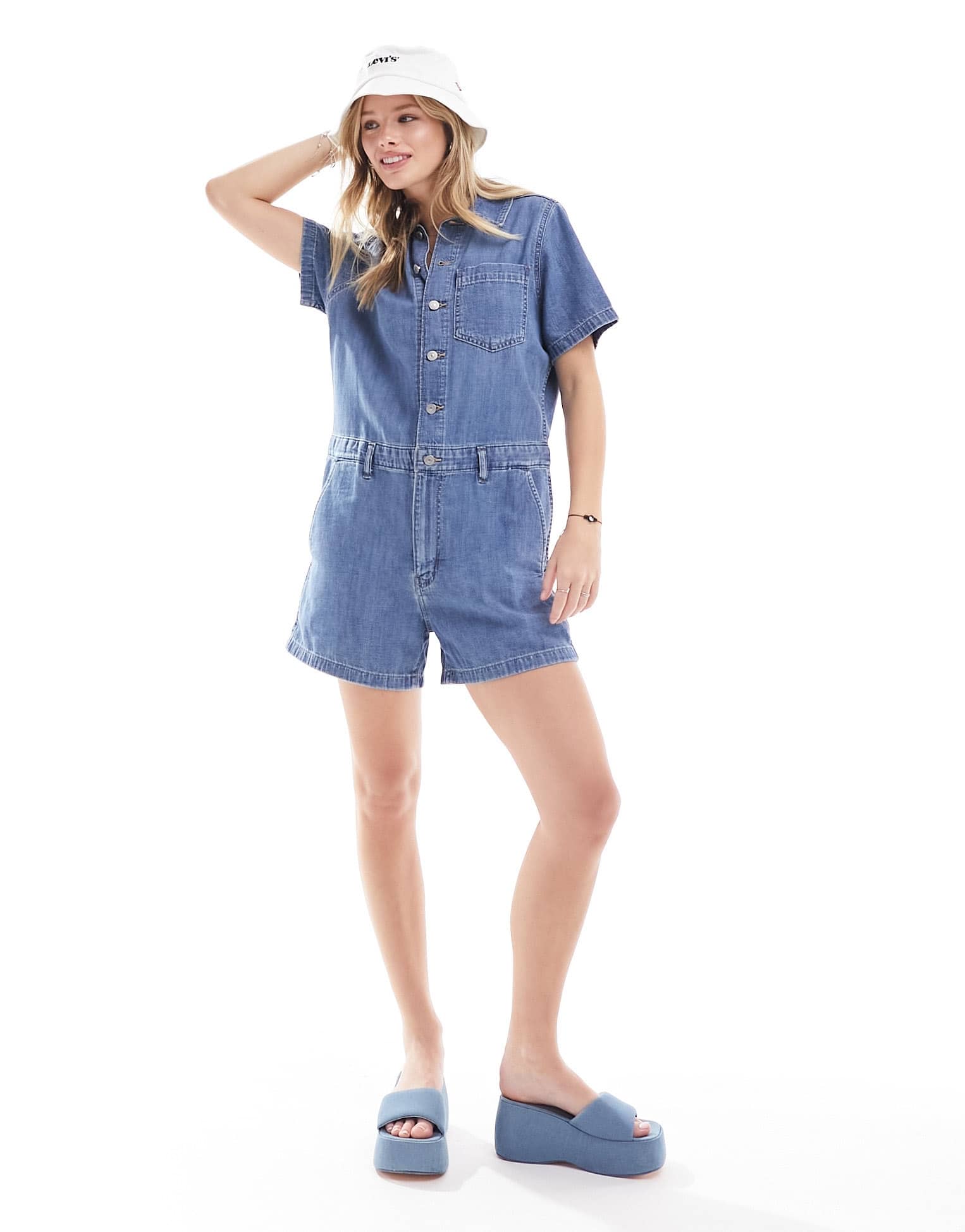 Levi's Heritage romper playsuit in blue wash denim - ASOS Sample Sale EU Store