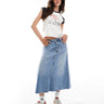 Jupe longue en jean déstructurée taille haute Levi's en bleu moyen