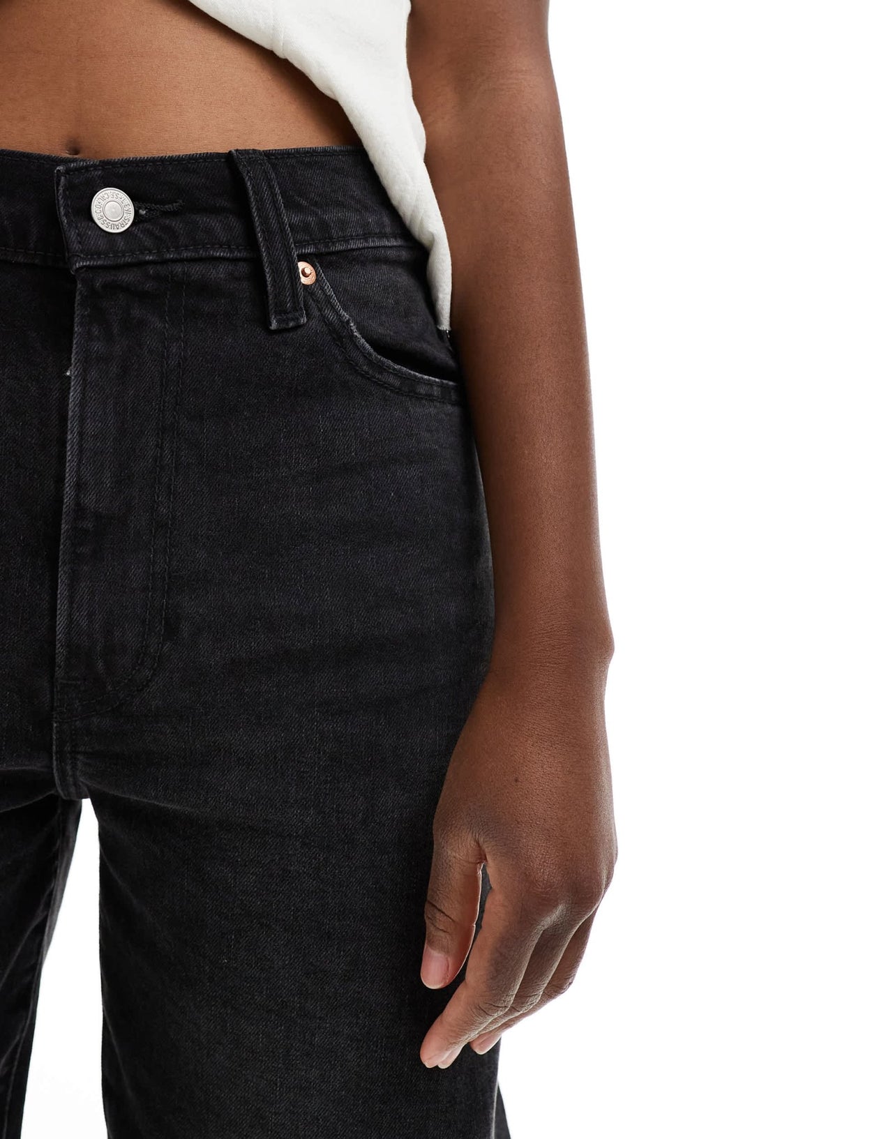 Levi's high waist ribcage bermuda denim shorts in washed black - ASOS Sample Sale EU Store