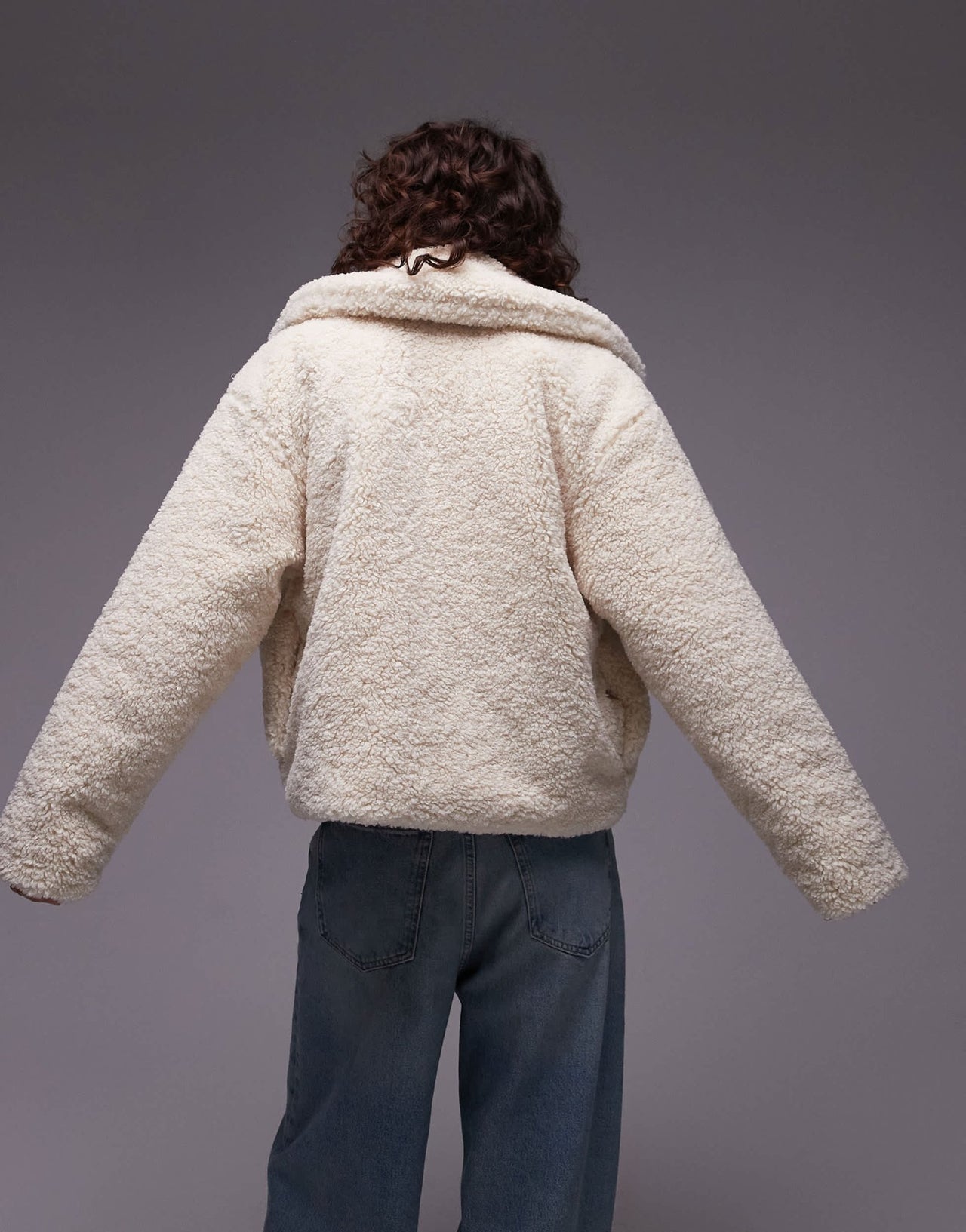 Levi's Kate sherpa zip front collar jacket relaxed fit in beige - ASOS Sample Sale EU Store