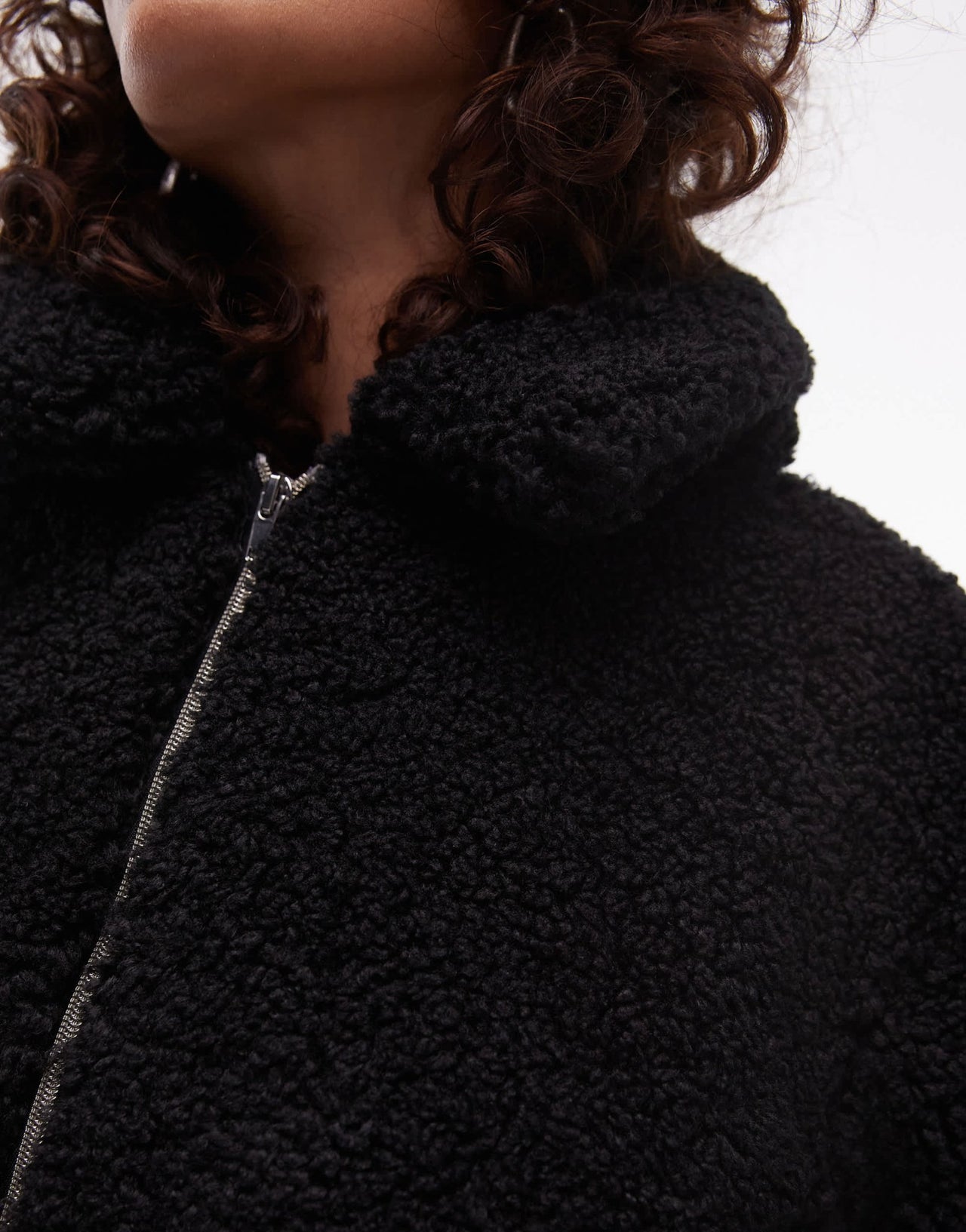 Levi's Kate sherpa zip front collar jacket relaxed fit in black - ASOS Sample Sale EU Store