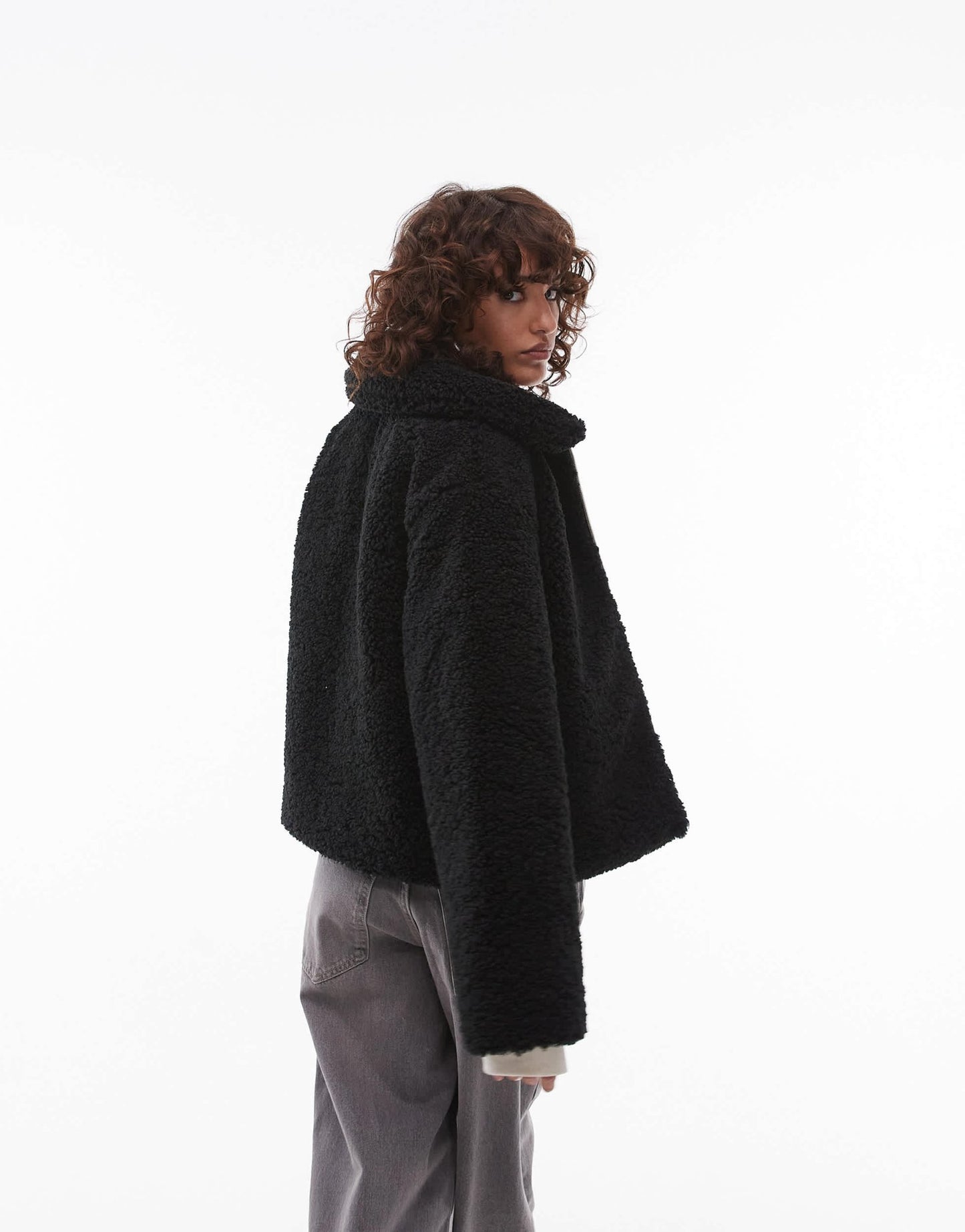Levi's Kate sherpa zip front collar jacket relaxed fit in black - ASOS Sample Sale EU Store