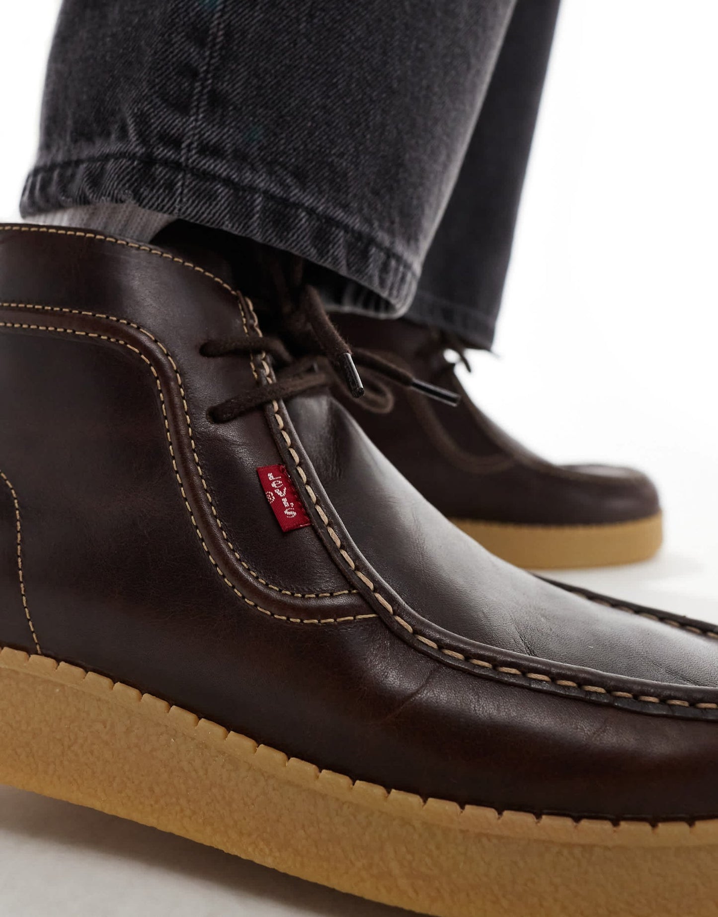Levi's lace up leather boots with gumsole in brown - ASOS Sample Sale EU Store