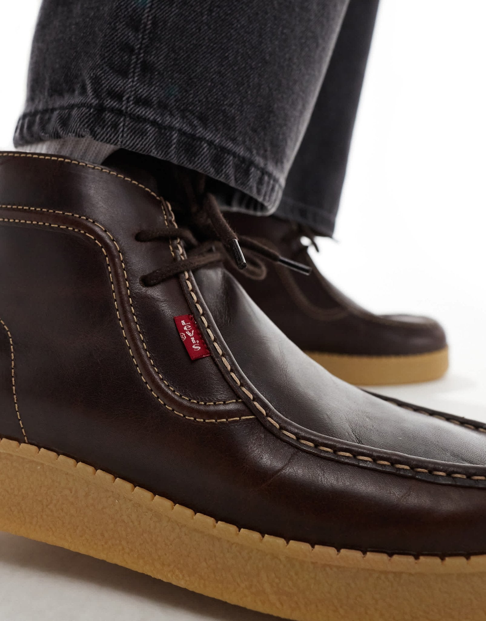 Levi's lace up leather boots with gumsole in brown - ASOS Sample Sale EU Store
