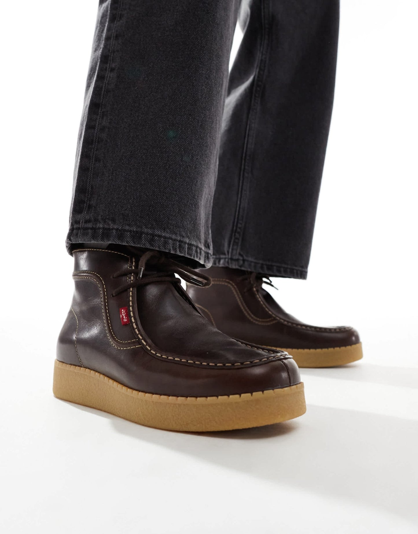 Levi's lace up leather boots with gumsole in brown - ASOS Sample Sale EU Store