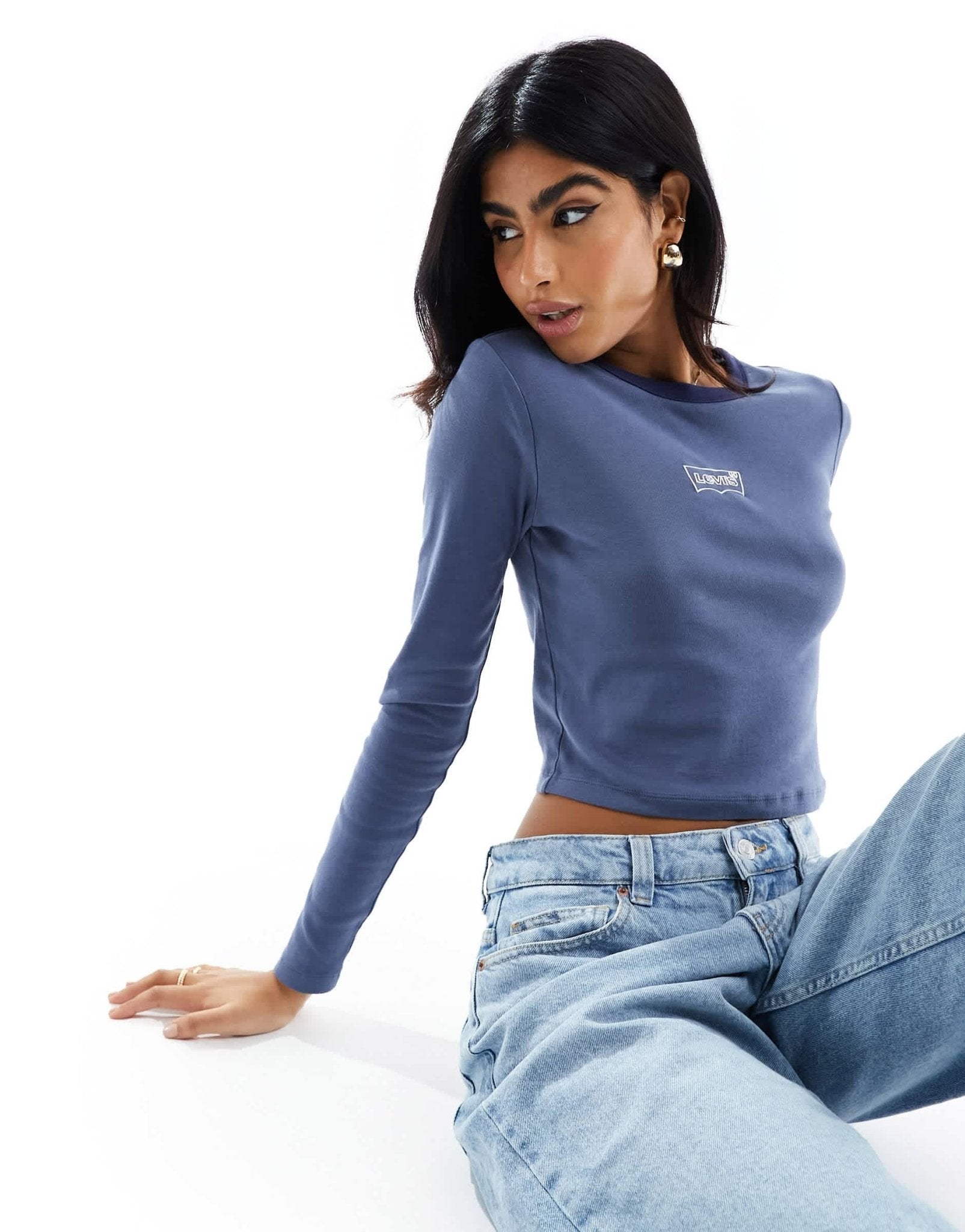 Levi's long sleeve ringer t-shirt with small logo in navy - ASOS Sample Sale EU Store