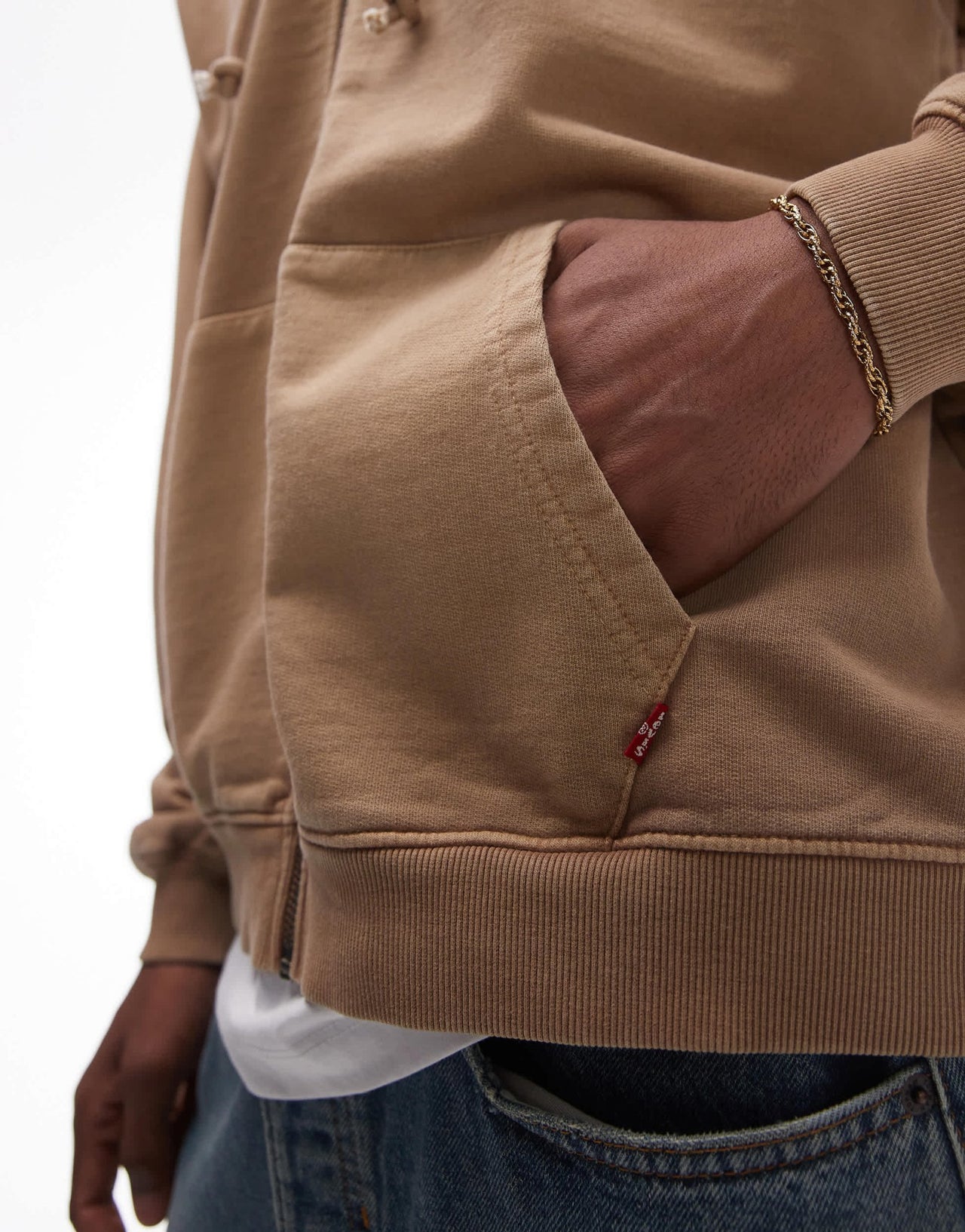 Levi's Lowell Western french terry full zip hoodie in beige - ASOS Sample Sale EU Store