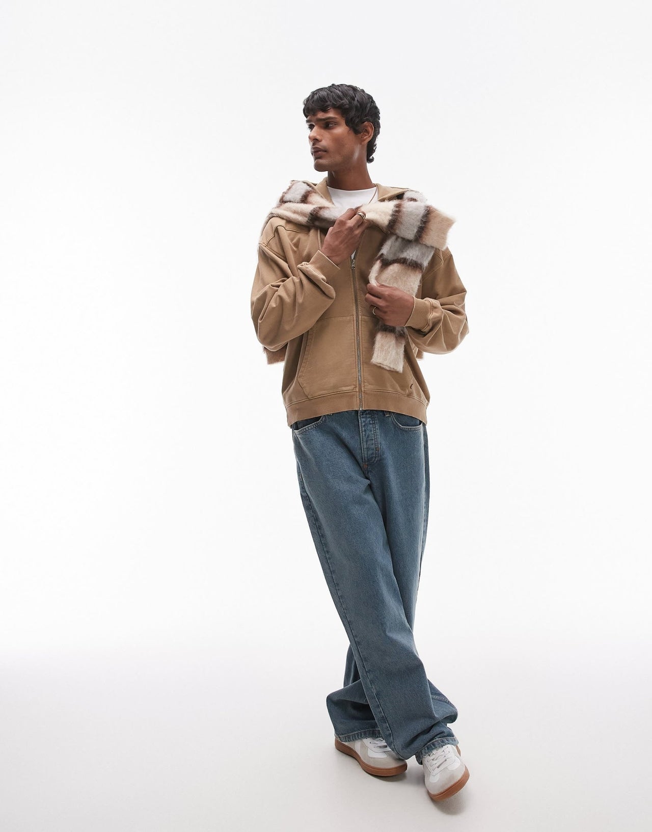 Levi's Lowell Western french terry full zip hoodie in beige - ASOS Sample Sale EU Store