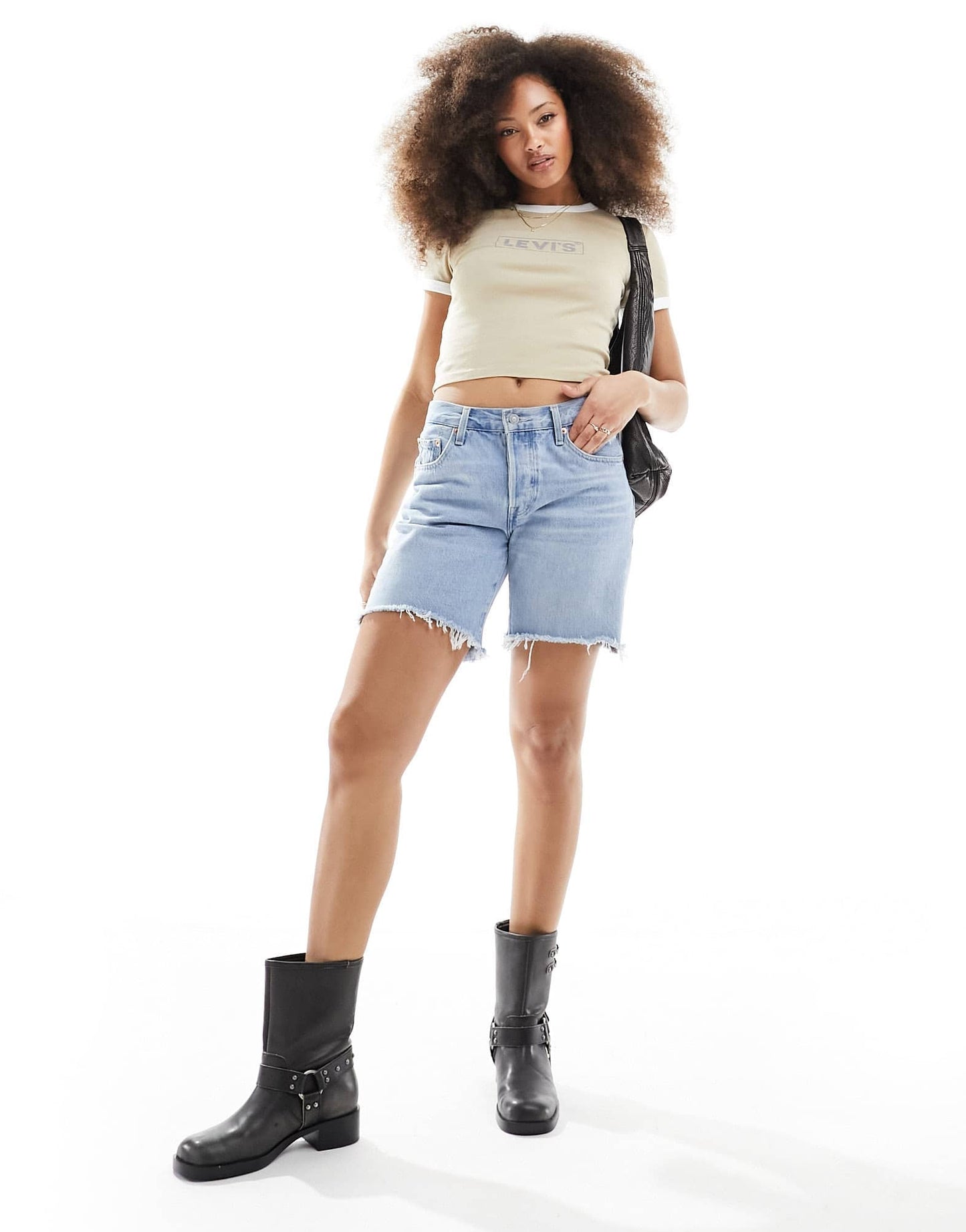 Levi's mini ringer t-shirt with reflective logo in tan - ASOS Sample Sale EU Store