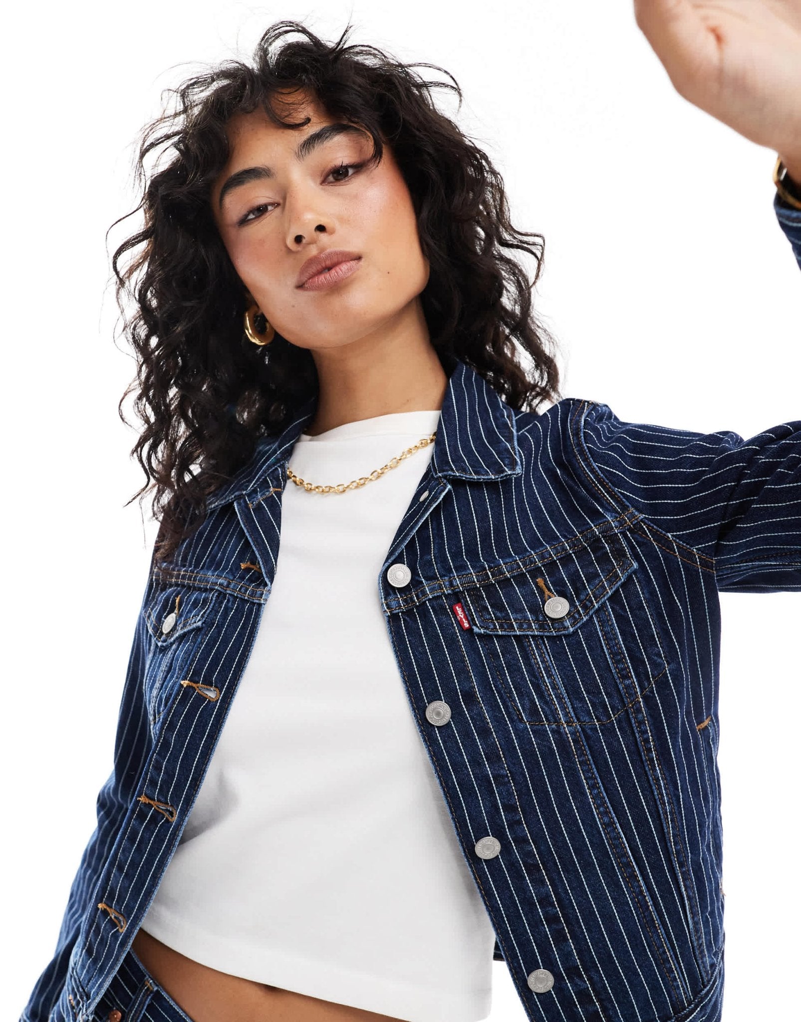 Levi's original denim pinstripe trucker co - ord in partly masked dark blue - ASOS Sample Sale EU Store
