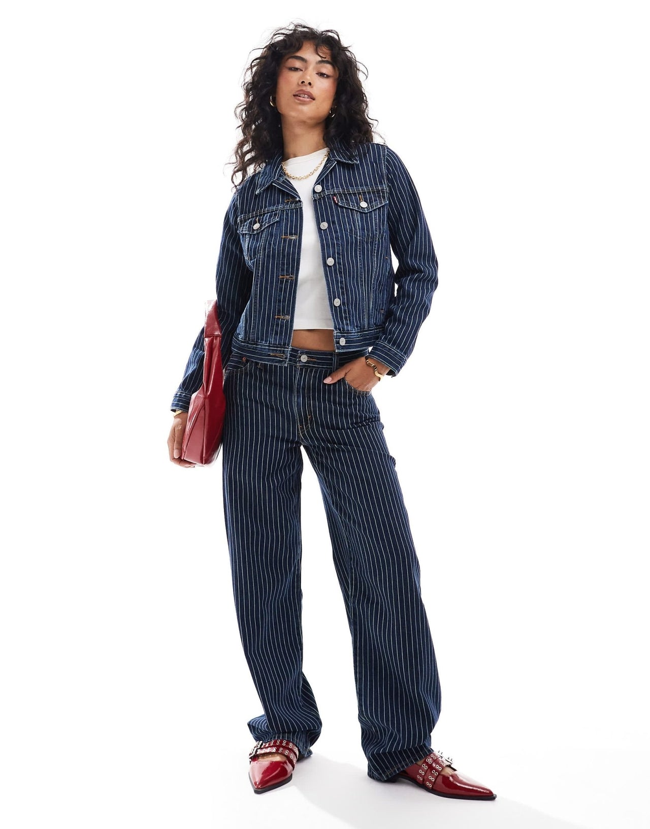 Levi's original denim pinstripe trucker co - ord in partly masked dark blue - ASOS Sample Sale EU Store
