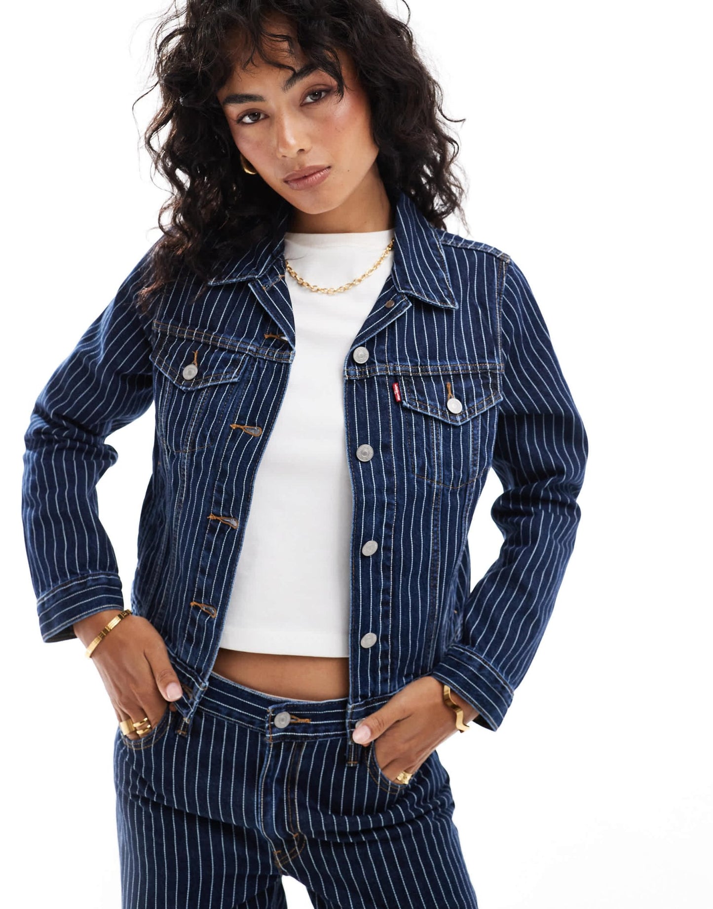 Levi's original denim pinstripe trucker co - ord in partly masked dark blue - ASOS Sample Sale EU Store