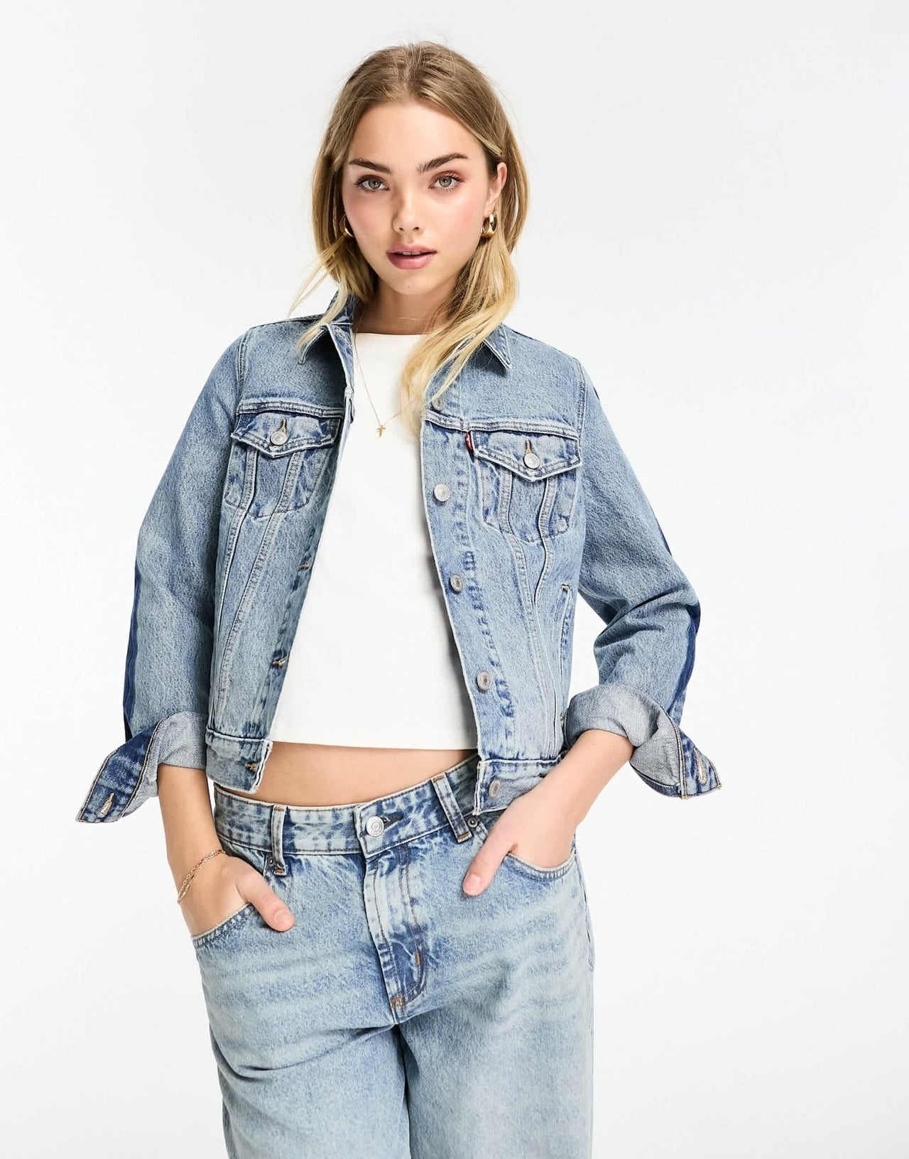 Levi's Original denim trucker jacket in light blue with side stripe - ASOS Sample Sale EU Store